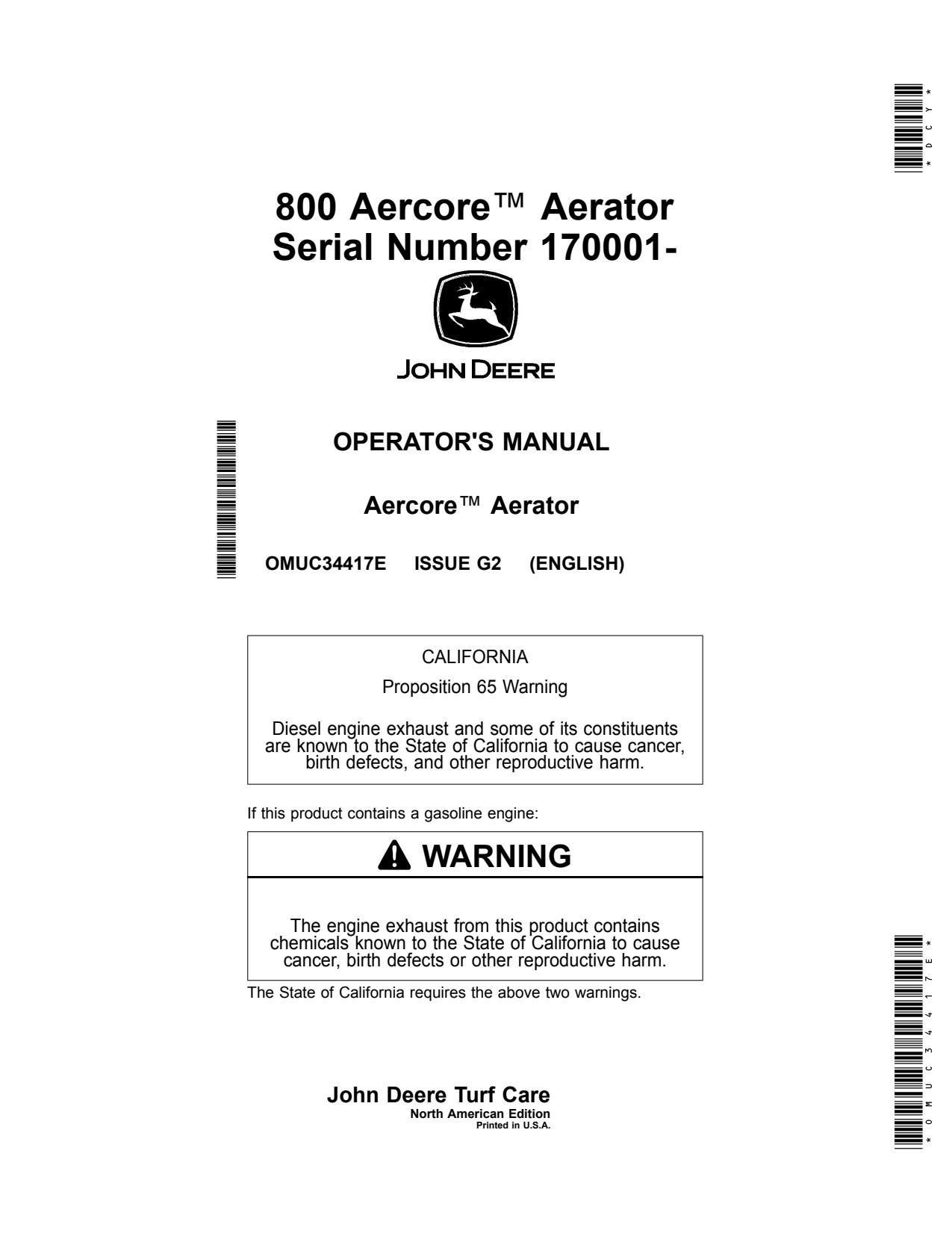 John Deere 800 Aercore Aerator Operator Manual OMUC34417e 1 John Deere 800 Aercore Aerator Operator Manual OMUC34417e