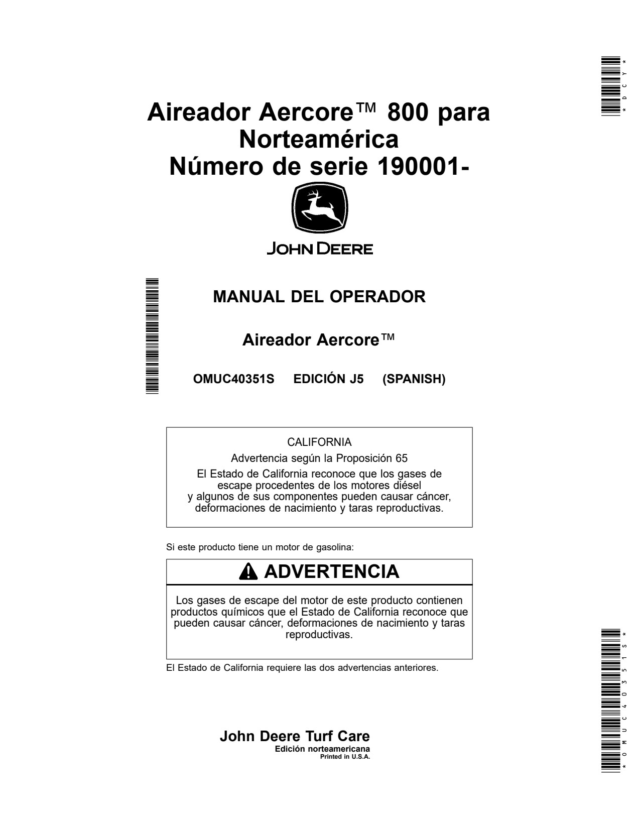 John Deere 800 Aercore Aerator Operator Manual OMUC40351S ES 1 John Deere 800 Aercore Aerator Operator Manual OMUC40351S ES