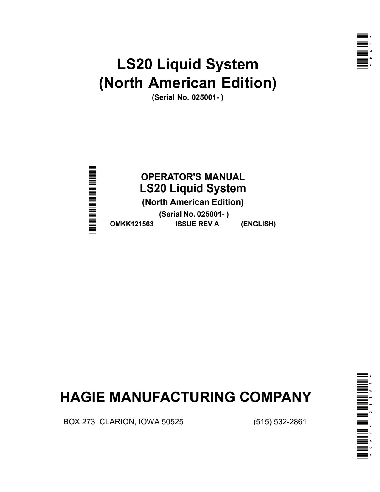 John Deere 800R LS20 Liquid System Operator Manual OMKK121563 1 John Deere 800R LS20 Liquid System Operator Manual OMKK121563