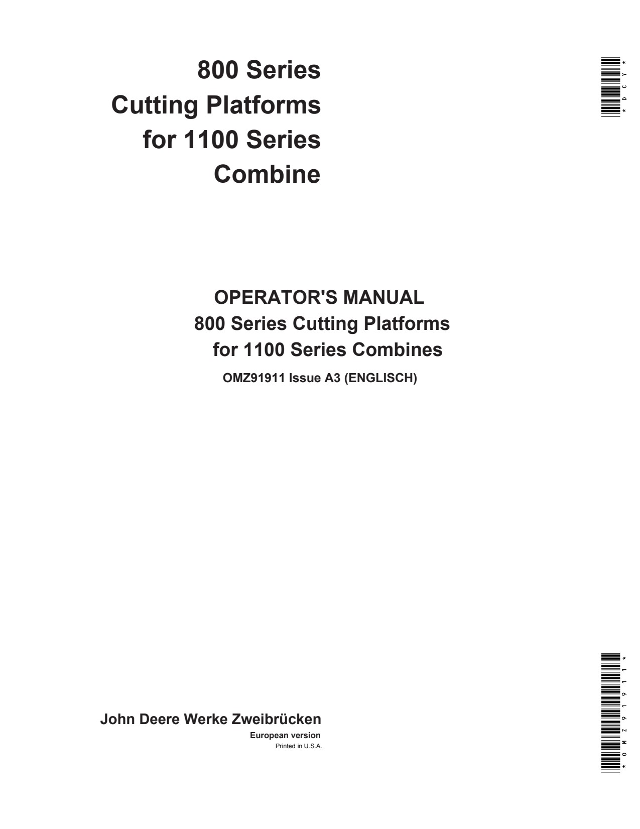 John Deere 810 to 820 1100 800 Header Platform Operator Manual OMZ91911 1 John Deere 810 to 820 1100 800 Header Platform Operator Manual OMZ91911