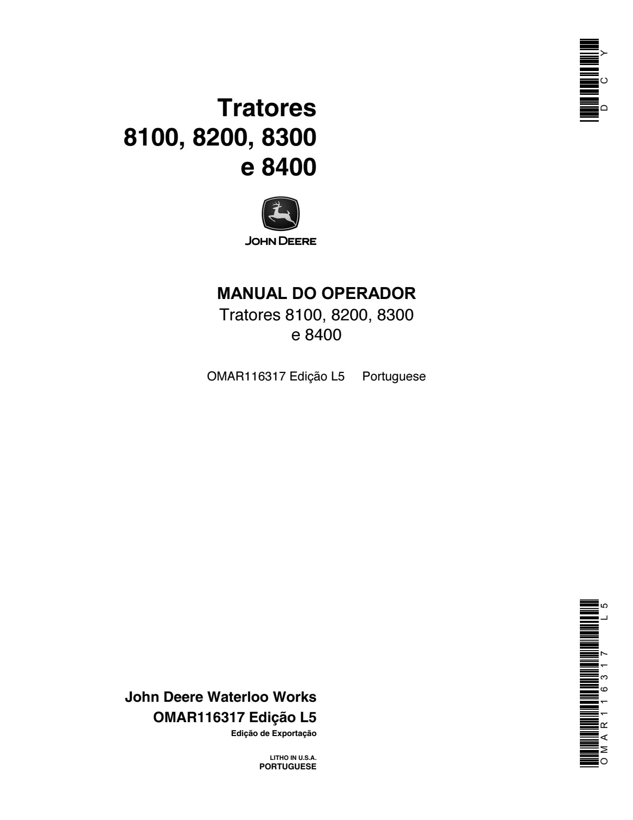 John Deere 8100 to 8400 Tractor Operator Manual OMAR116317 PT 1 John Deere 8100 to 8400 Tractor Operator Manual OMAR116317 PT