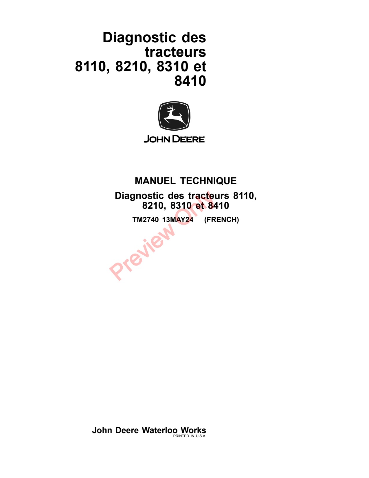 John Deere 8110 to 8410 Tractor Diagnostic Technical Manual TM2740 FR 1 John Deere 8110 to 8410 Tractor Diagnostic Technical Manual TM2740 FR