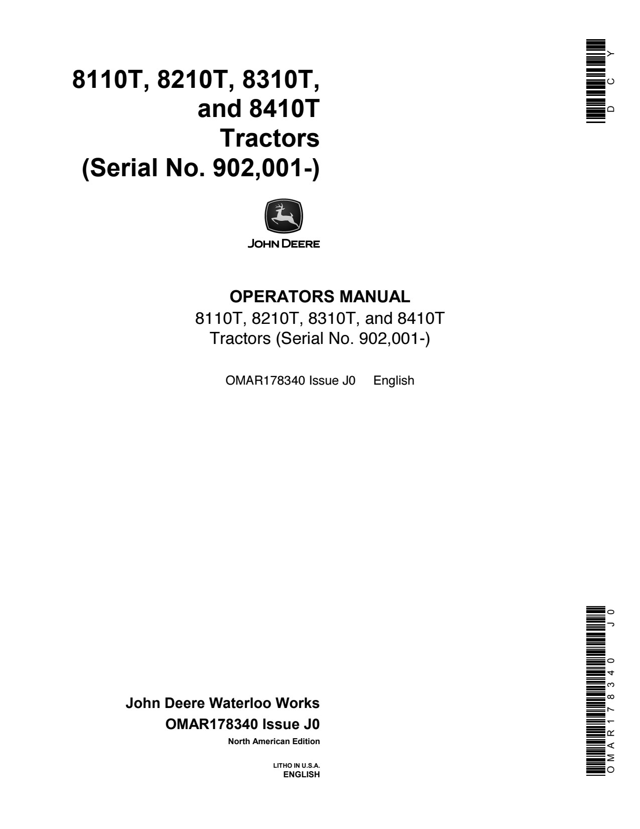 John Deere 8110T 8210T 8310T 8410T Tractor Operator Manual OMAR178340 1 John Deere 8110T 8210T 8310T 8410T Tractor Operator Manual OMAR178340