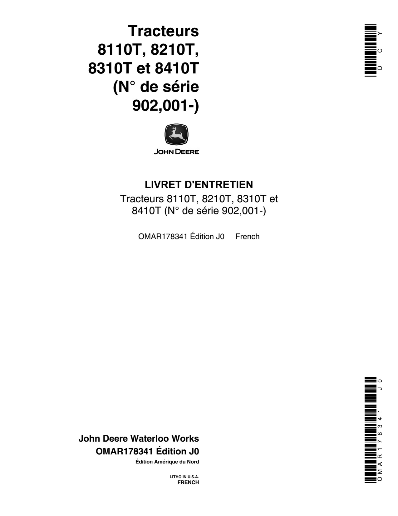 John Deere 8110T 8210T 8310T 8410T Tractor Operator Manual OMAR178341 FR 1 John Deere 8110T 8210T 8310T 8410T Tractor Operator Manual OMAR178341 FR
