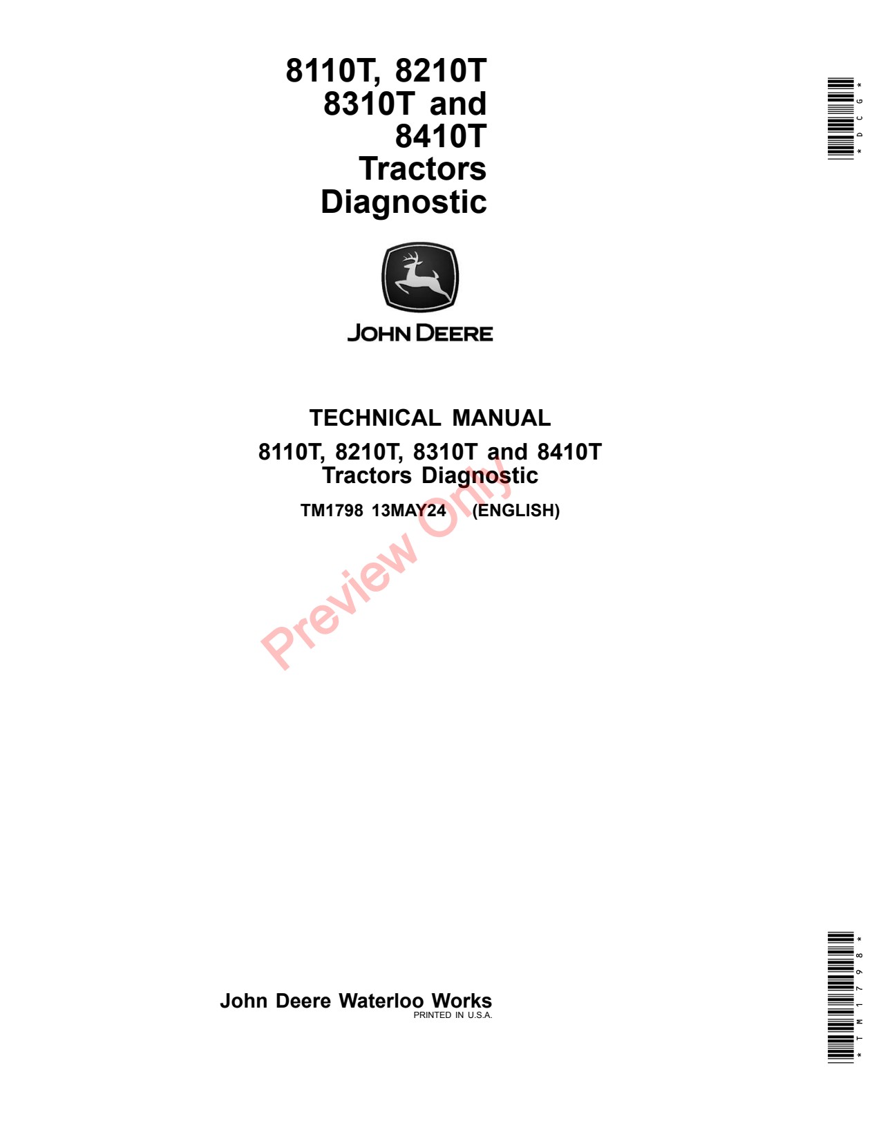 John Deere 8110T 8310T 8410T 8210T Tractor Diagnostic Technical Manual TM1798 1 John Deere 8110T 8310T 8410T 8210T Tractor Diagnostic Technical Manual TM1798