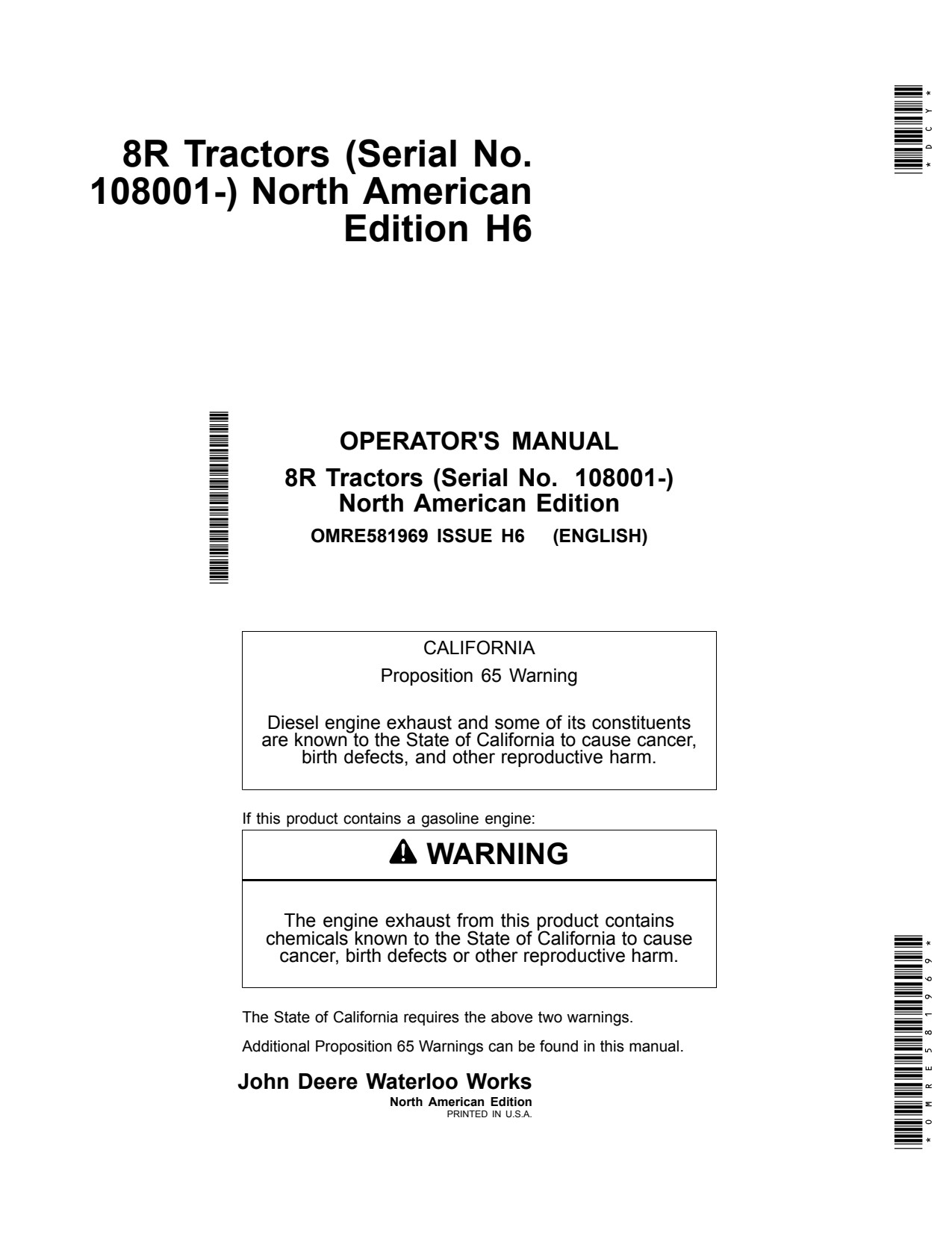 John Deere 8245R 8295R 8320R 8335R 8345R 8370R 8400R 8R Tractor Operator Manual OMRE581969 1 John Deere 8245R 8295R 8320R 8335R 8345R 8370R 8400R 8R Tractor Operator Manual OMRE581969