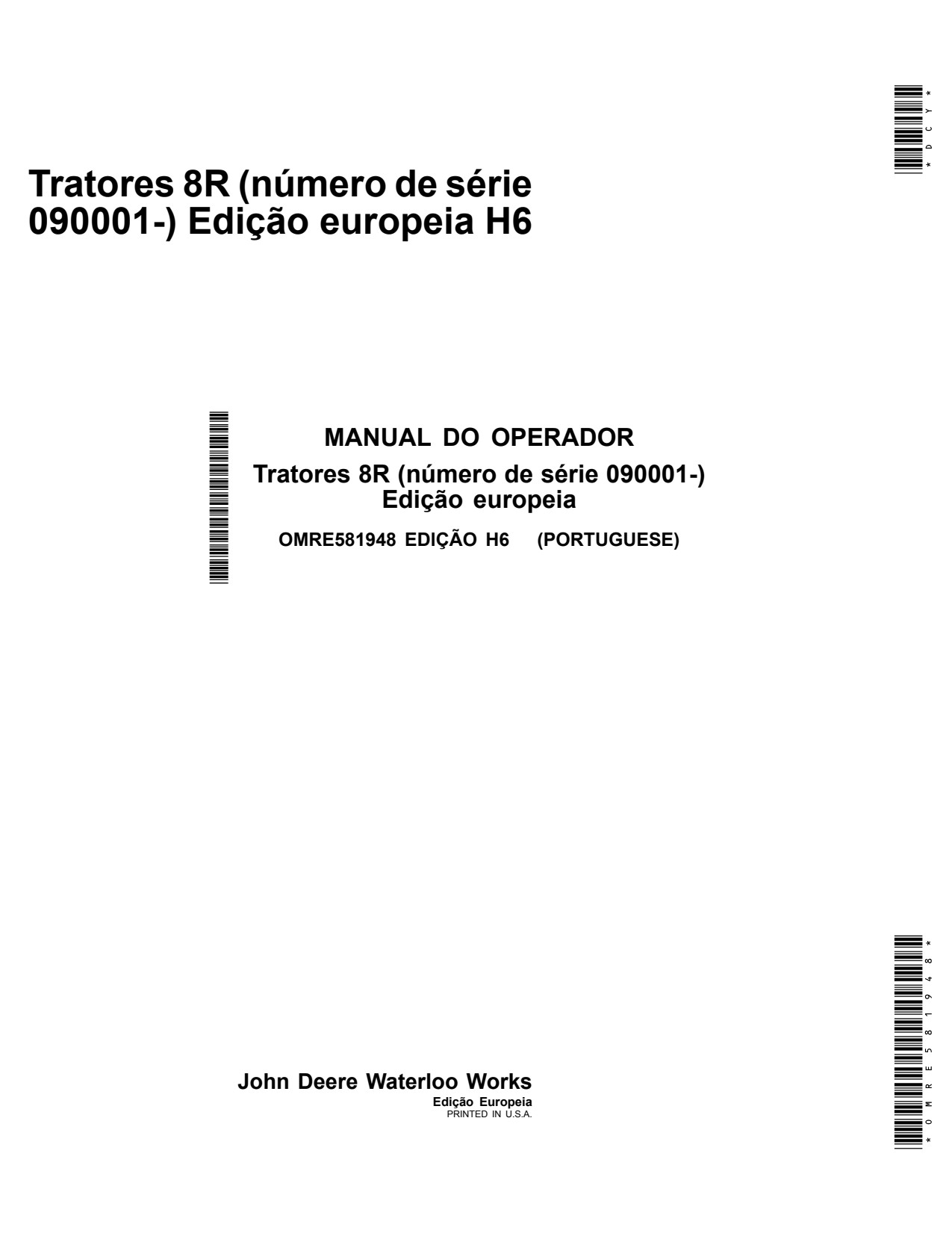 John Deere 8270R 8295R 8320R 8335R 8345R 8370R 8R H6 Tractor Operator Manual OMRE581948 PT 1 John Deere 8270R 8295R 8320R 8335R 8345R 8370R 8R H6 Tractor Operator Manual OMRE581948 PT