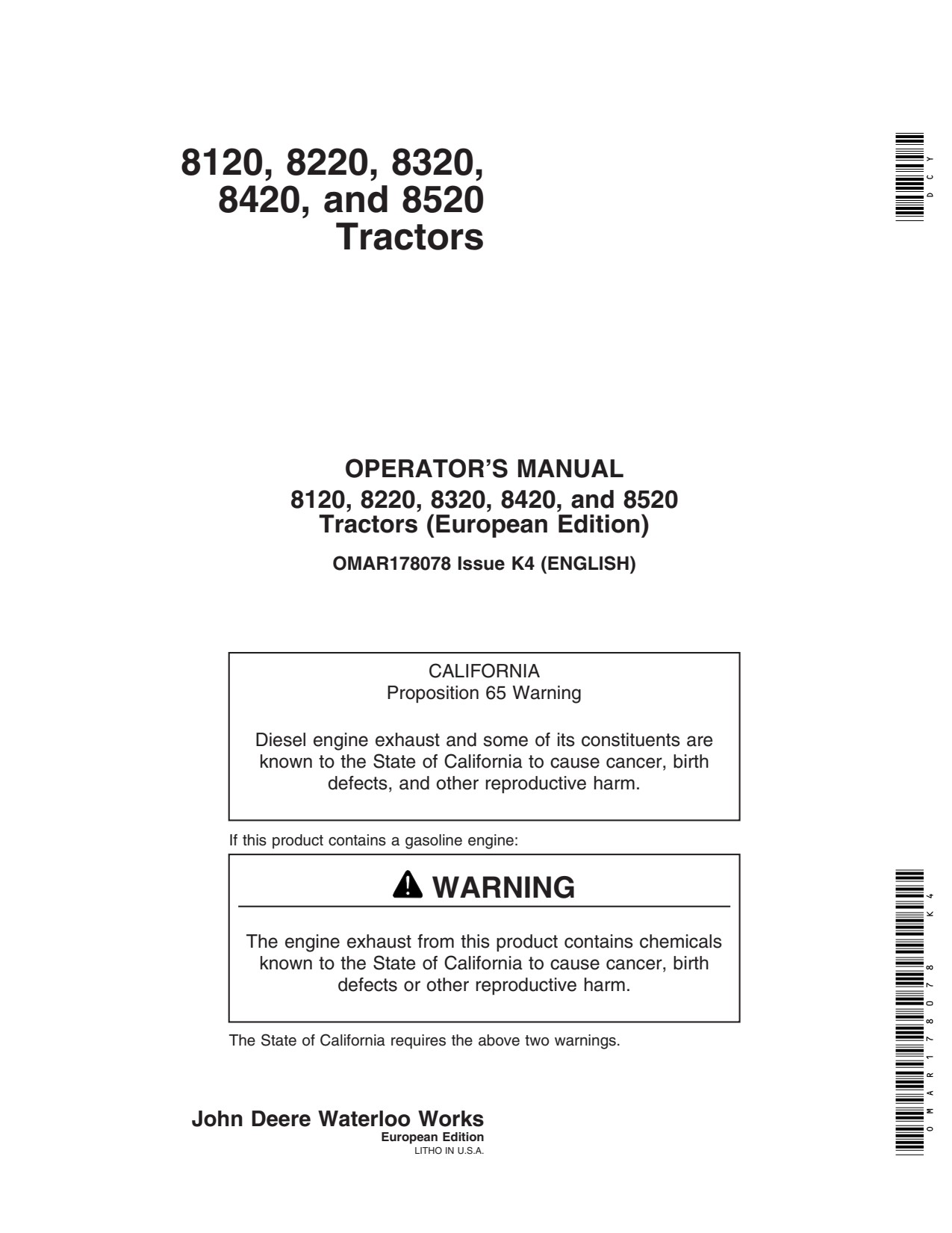 John Deere 8320 to 8520 8120 8220 Tractor Operator Manual OMAR178078 1 John Deere 8320 to 8520 8120 8220 Tractor Operator Manual OMAR178078