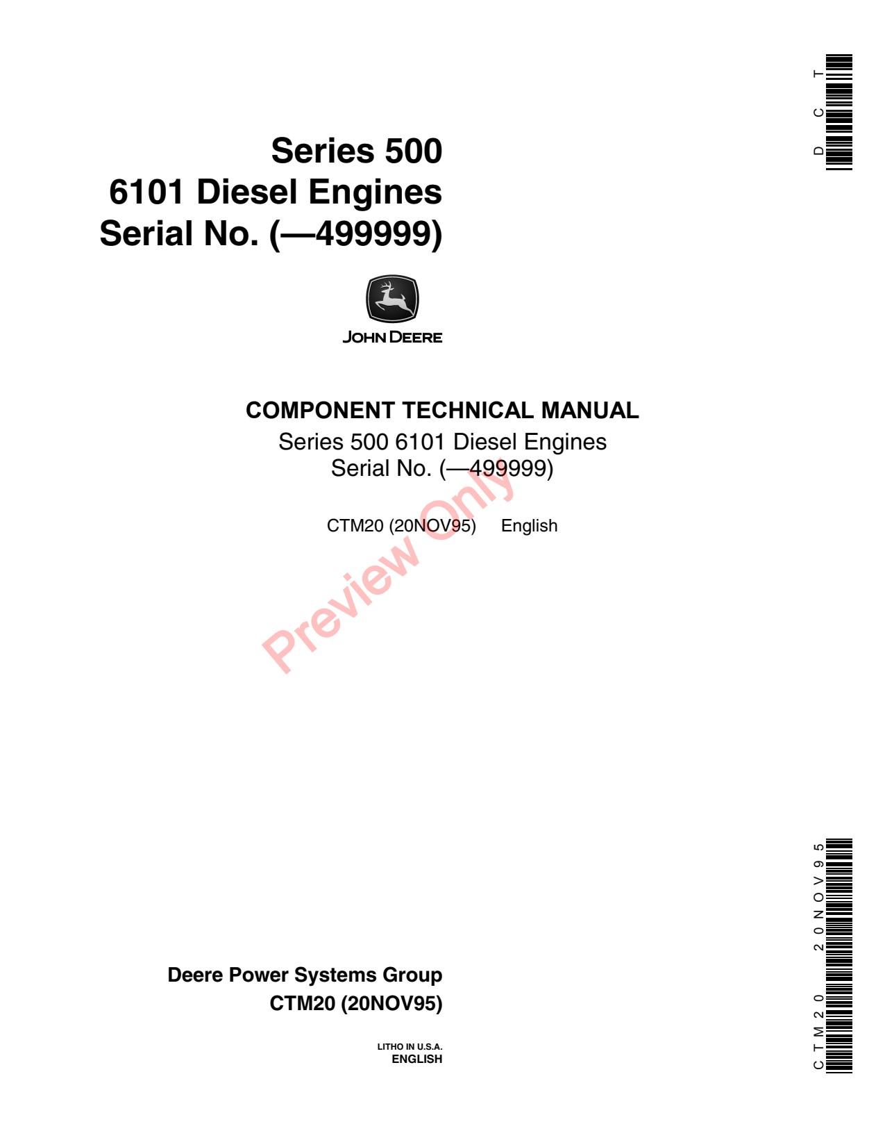 John Deere 8560 to 8960 500 6101 Diesel Engine Component Technical Manual CTM20 1 John Deere 8560 to 8960 500 6101 Diesel Engine Component Technical Manual CTM20