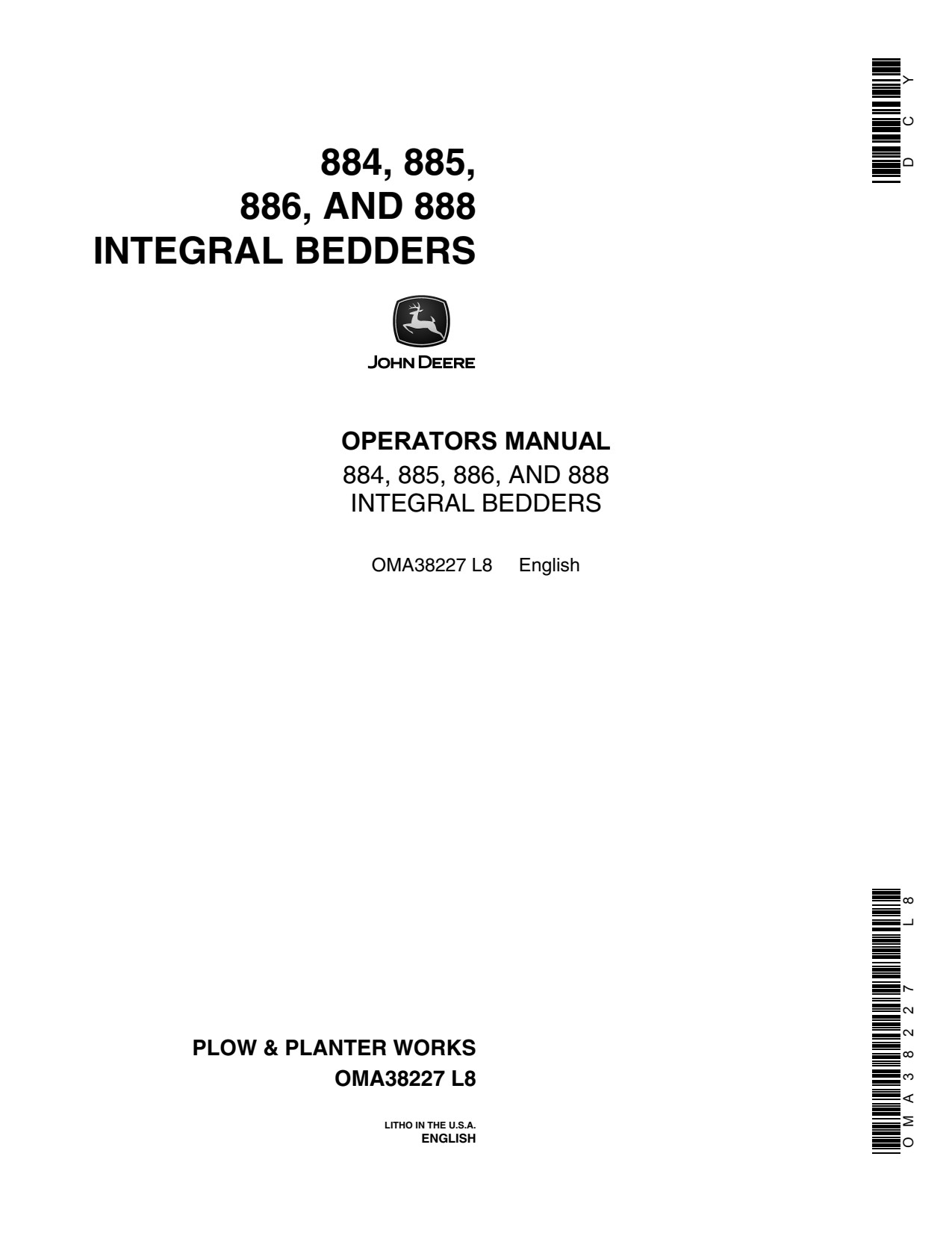 John Deere 884 to 886 888 Integral Bedder Operator Manual OMA38227 1 John Deere 884 to 886 888 Integral Bedder Operator Manual OMA38227