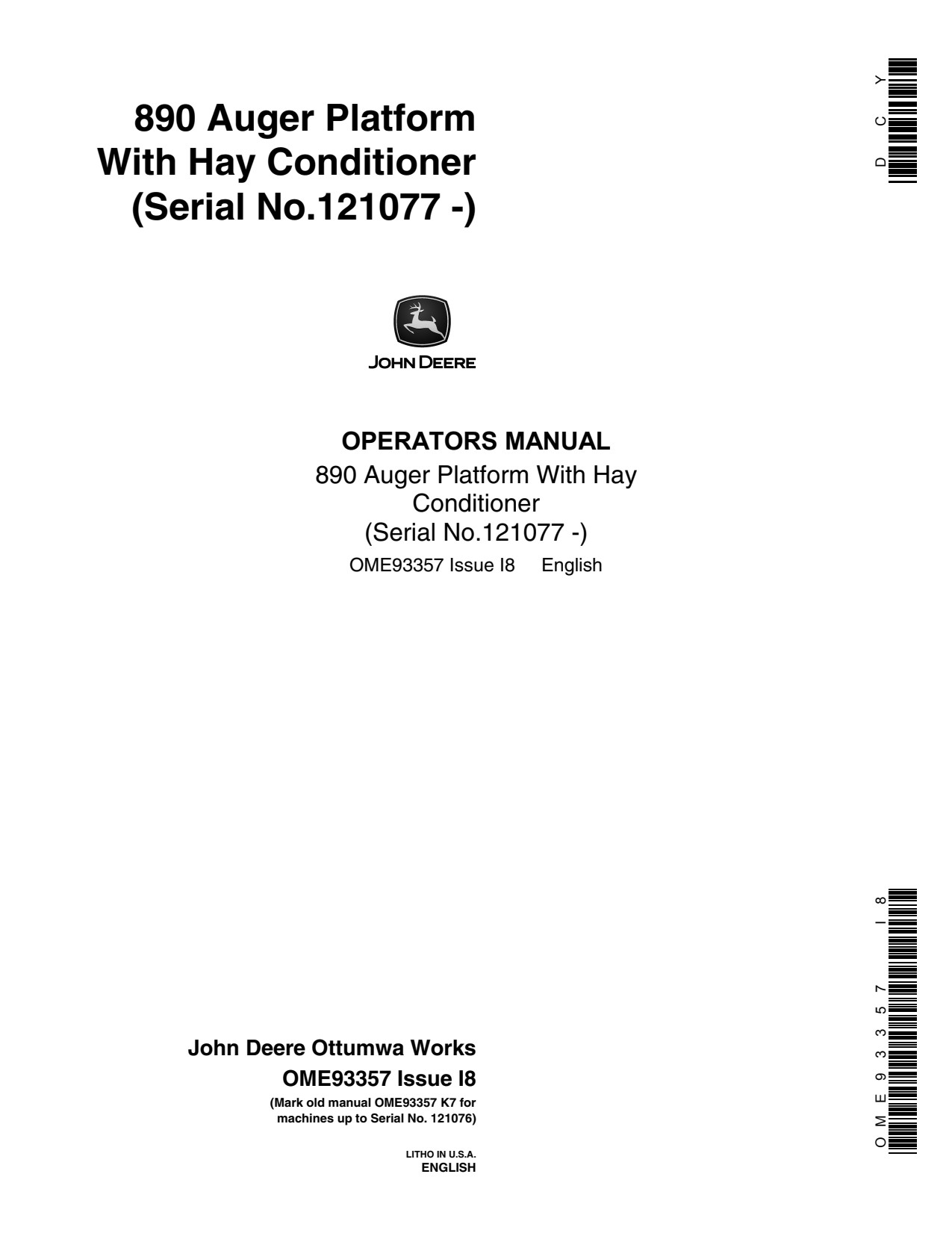 John Deere 890 4890 Header Platform Operator Manual OME93357 1 John Deere 890 4890 Header Platform Operator Manual OME93357