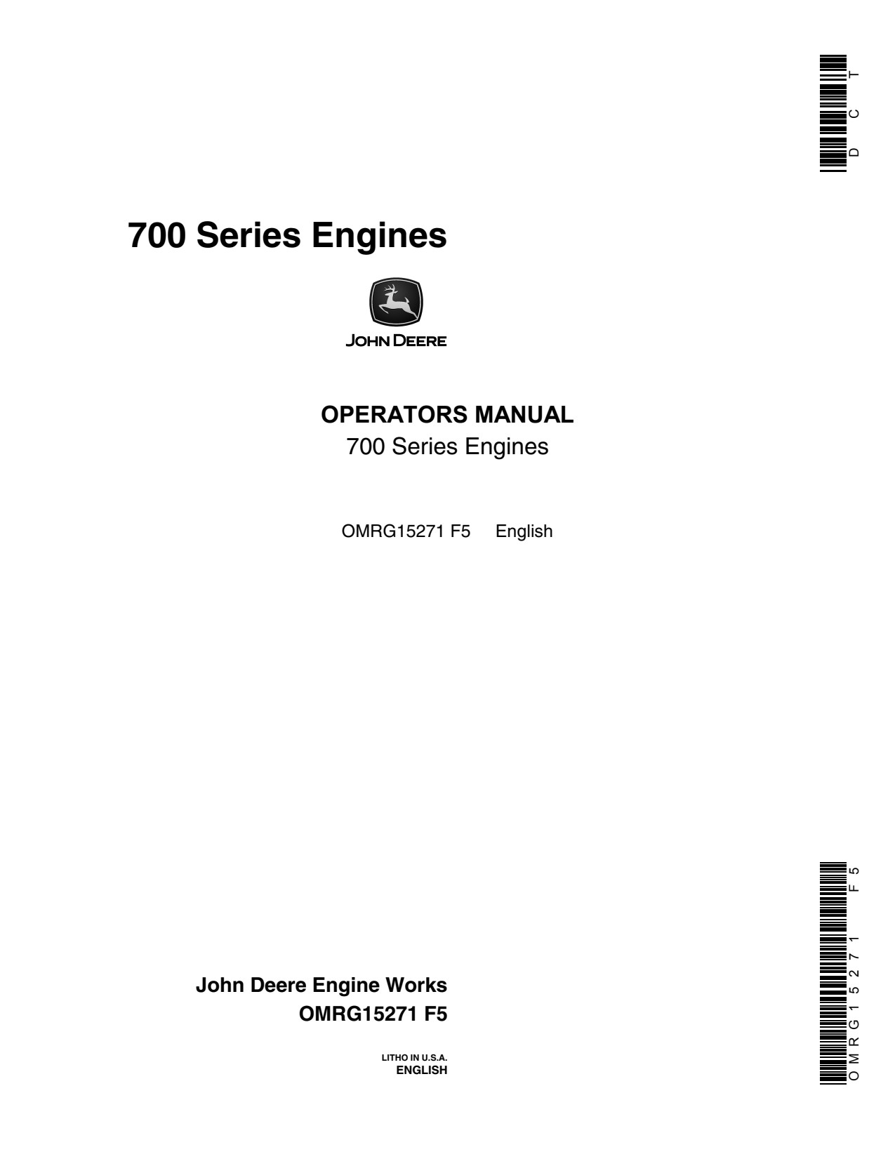 John Deere 8955 700 8955TF 8955AF Engine Operator Manual OMRG15271 1 John Deere 8955 700 8955TF 8955AF Engine Operator Manual OMRG15271