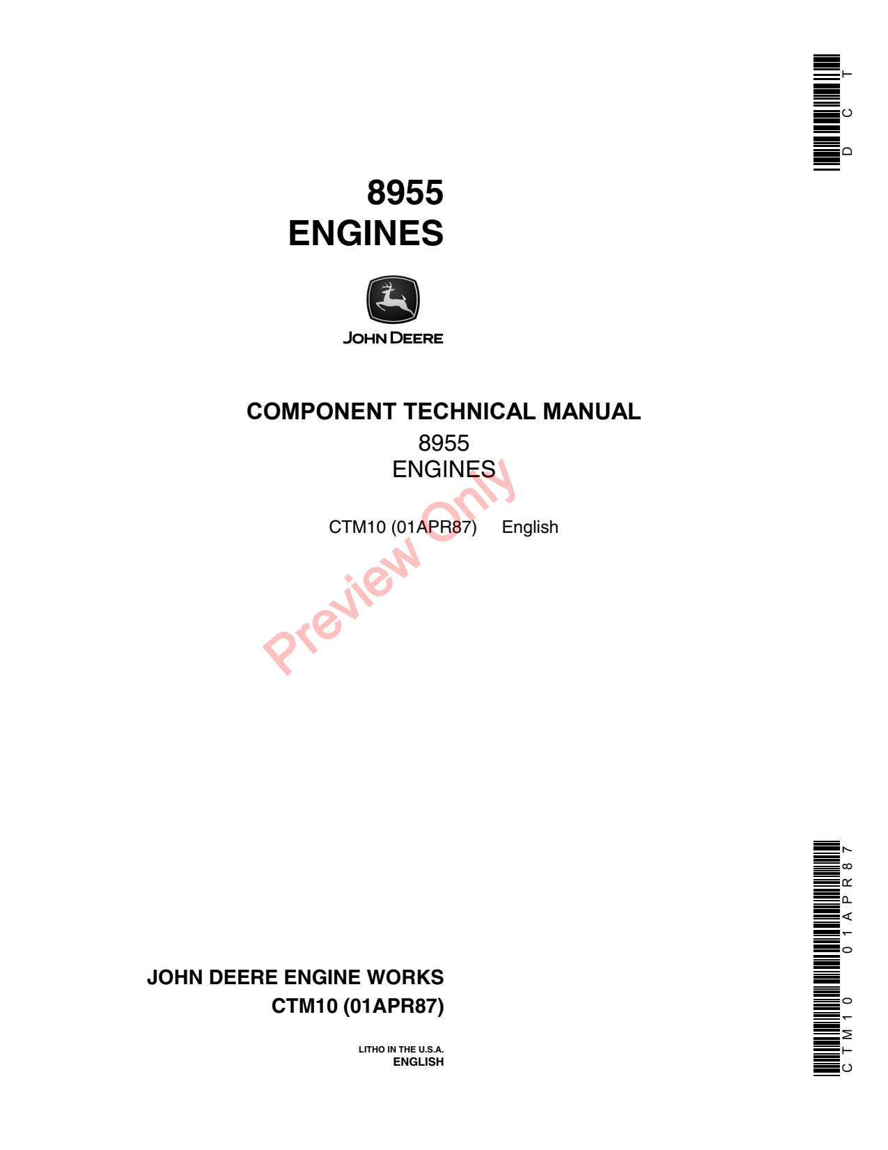 John Deere 8955 8850 700 Diesel Engine Component Technical Manual CTM10 1 John Deere 8955 8850 700 Diesel Engine Component Technical Manual CTM10