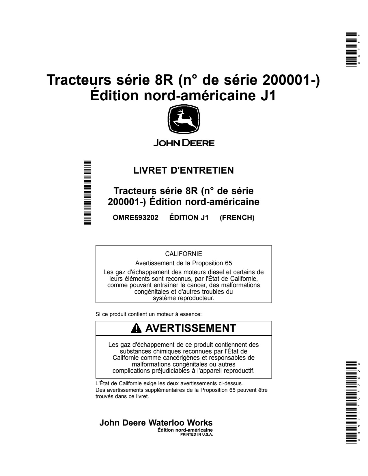John Deere 8R 230 250 to 370 410 Tractor Operator Manual OMRE593202 FR 1 John Deere 8R 230 250 to 370 410 Tractor Operator Manual OMRE593202 FR