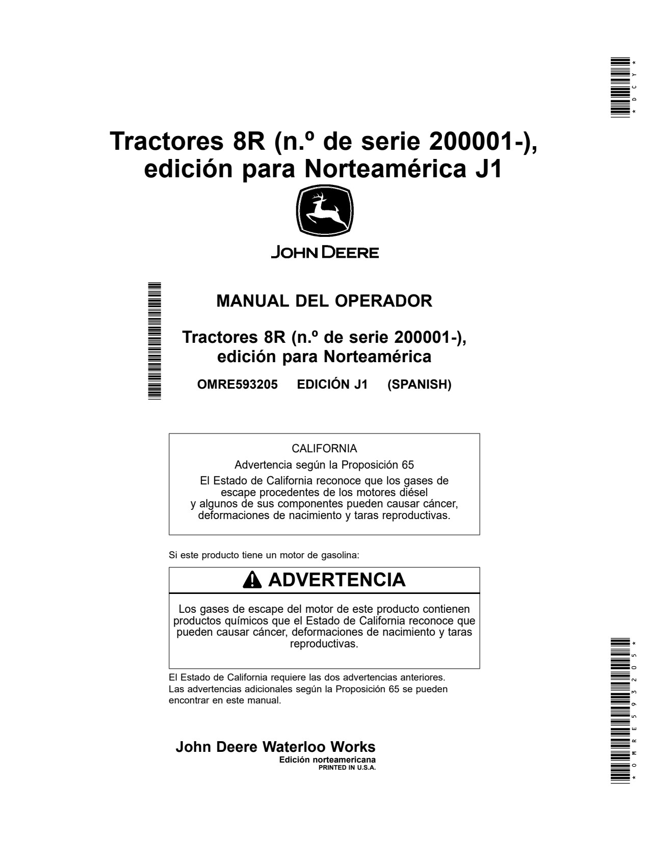 John Deere 8R 230 250 to 370 410 Tractor Operator Manual OMRE593205 ES 1 John Deere 8R 230 250 to 370 410 Tractor Operator Manual OMRE593205 ES