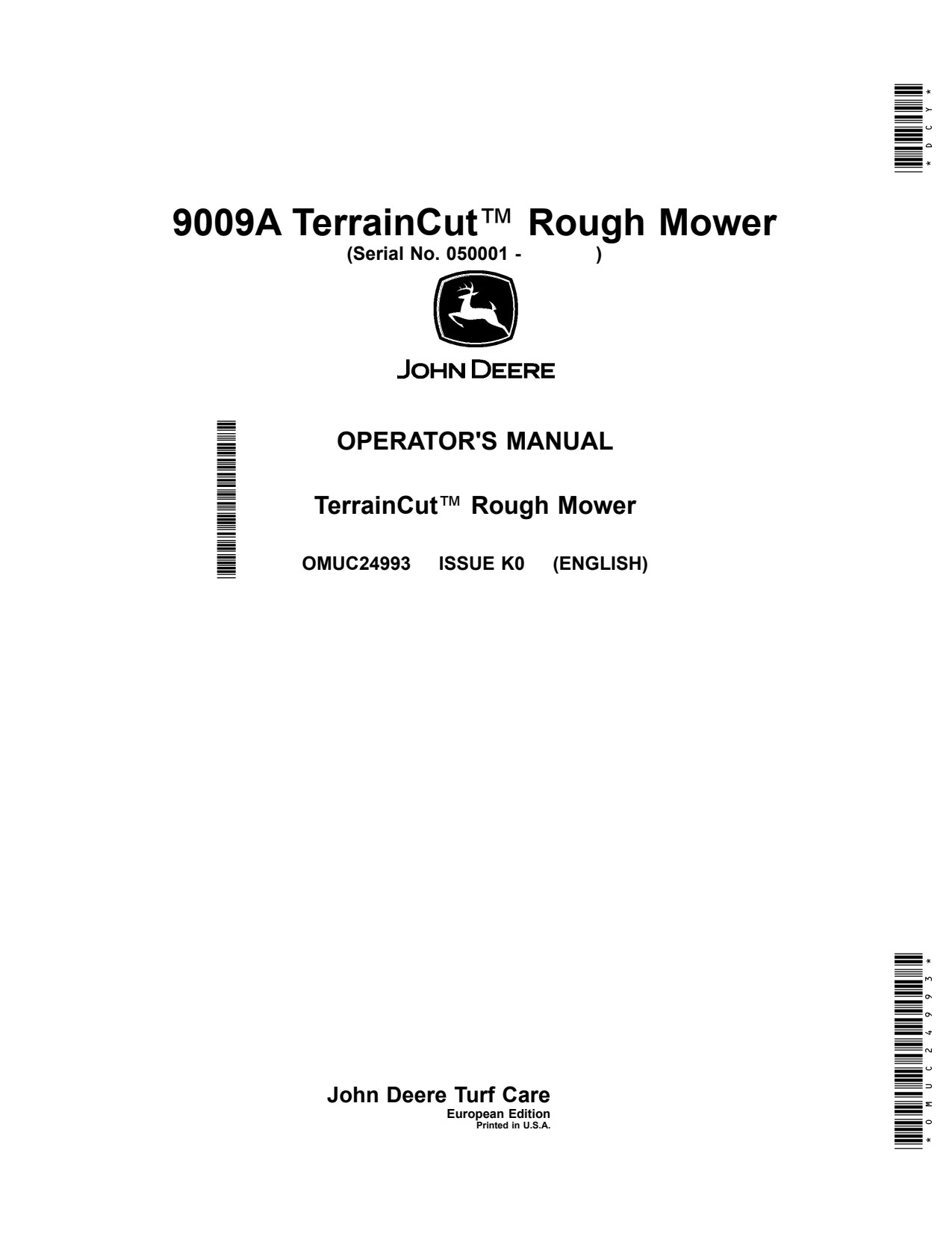 John Deere 9009A Rough Mower Operator Manual OMUC24993 1 John Deere 9009A Rough Mower Operator Manual OMUC24993
