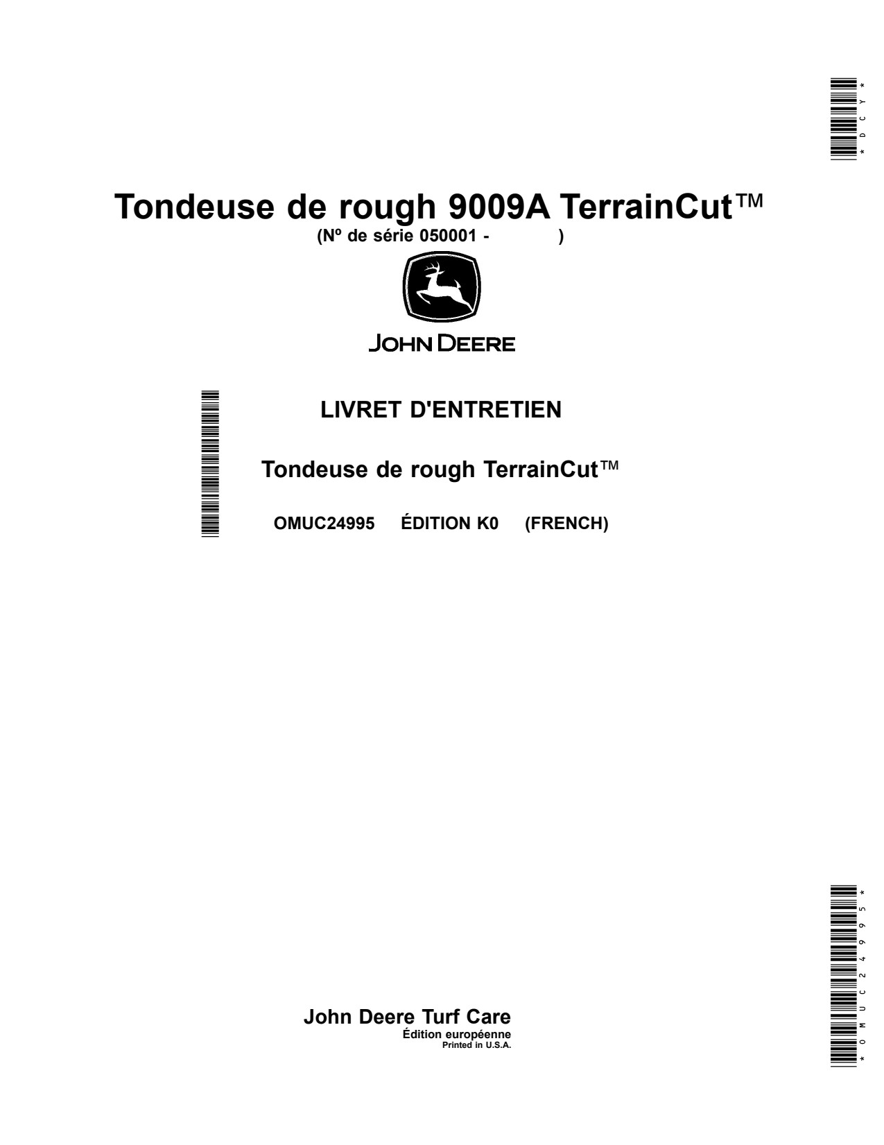 John Deere 9009A Rough Mower Operator Manual OMUC24995 FR 1 John Deere 9009A Rough Mower Operator Manual OMUC24995 FR