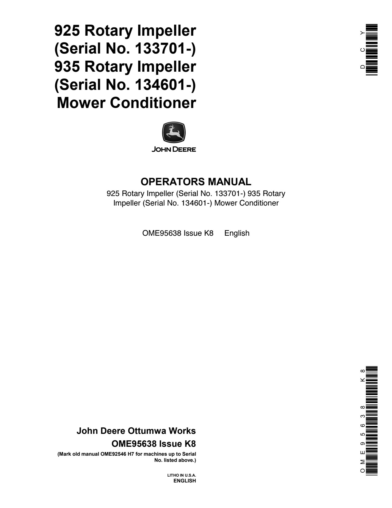 John Deere 925 935 Mower Conditioner Operator Manual OME95638 1 John Deere 925 935 Mower Conditioner Operator Manual OME95638