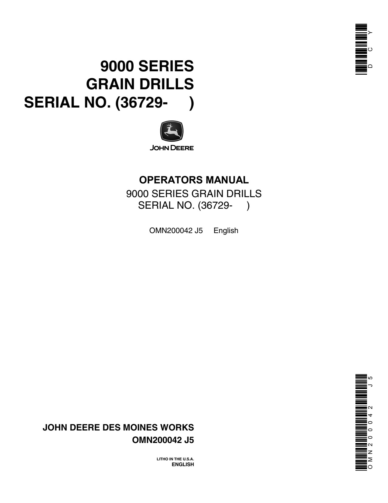 John Deere 9300 9350 9000 Grain Drill Operator Manual OMN200042 1 John Deere 9300 9350 9000 Grain Drill Operator Manual OMN200042