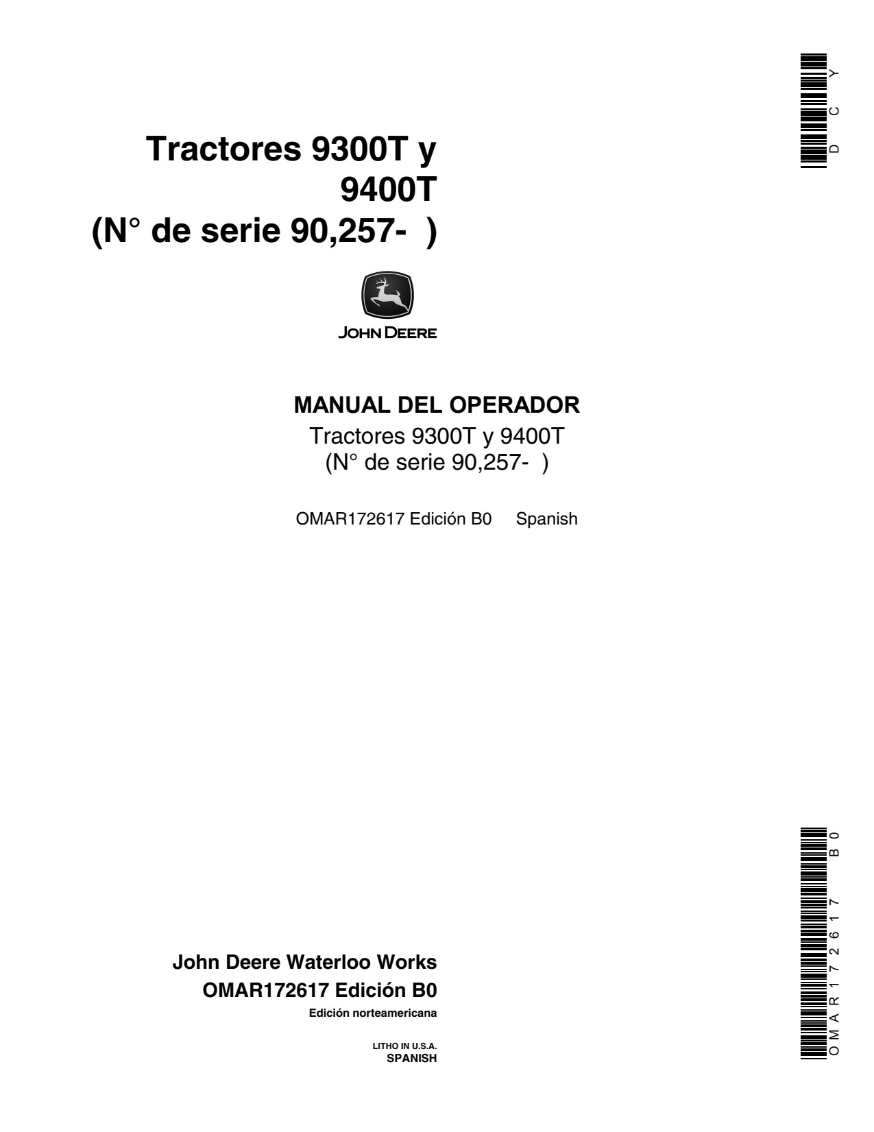 John Deere 9300T 9400T Tractor Operator Manual OMAR172617 ES 1 John Deere 9300T 9400T Tractor Operator Manual OMAR172617 ES