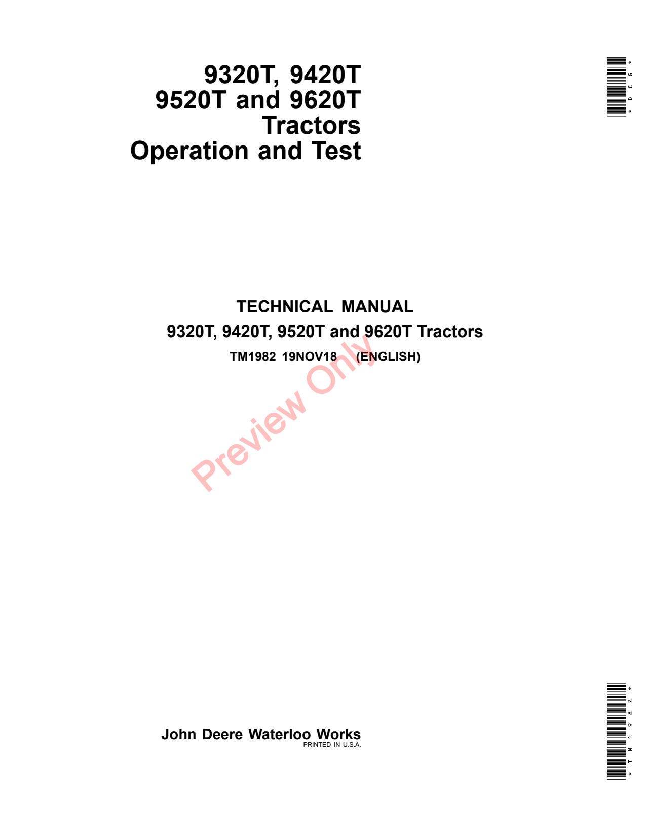 John Deere 9320T 9420T 9520T 9620T Tractor Diagnostic Technical Manual TM1982 1 John Deere 9320T 9420T 9520T 9620T Tractor Diagnostic Technical Manual TM1982