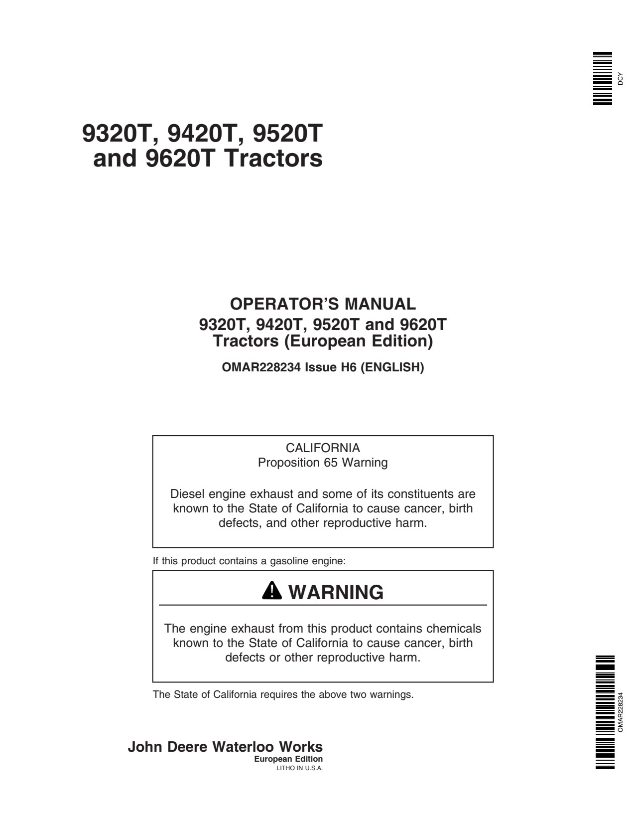 John Deere 9320T 9420T 9620T 9520T Tractor Operator Manual OMAR228234 1 John Deere 9320T 9420T 9620T 9520T Tractor Operator Manual OMAR228234