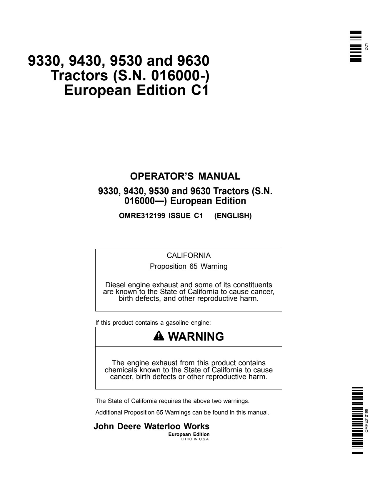 John Deere 9330 to 9630 Tractor Operator Manual OMRE312199 1 John Deere 9330 to 9630 Tractor Operator Manual OMRE312199