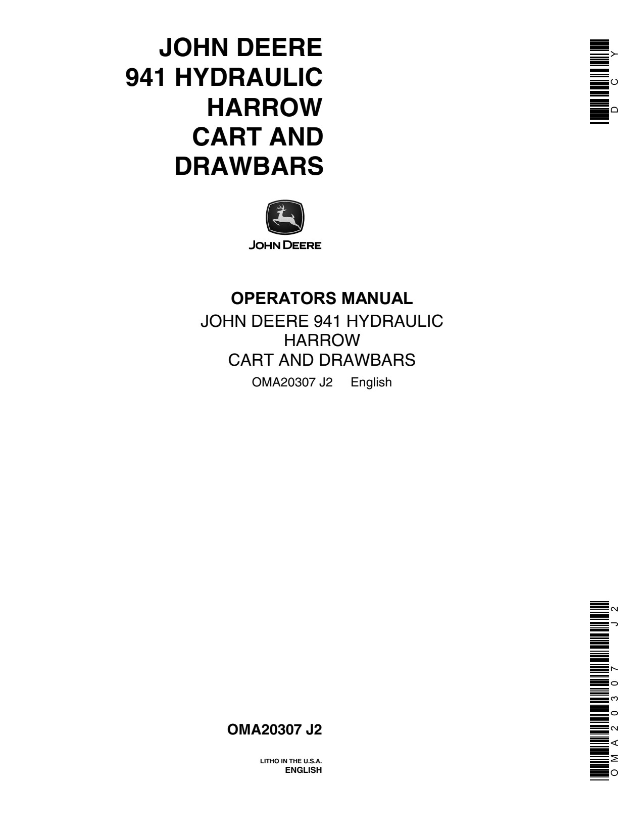 John Deere 941 Hydraulic Harrow Cart Operator Manual OMA20307 1 John Deere 941 Hydraulic Harrow Cart Operator Manual OMA20307