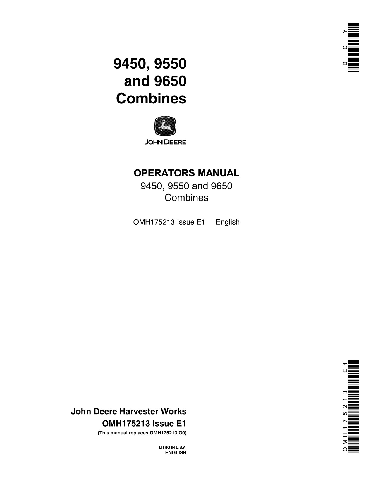 John Deere 9450 to 9650 Corn Head Operator Manual OMH175213 1 John Deere 9450 to 9650 Corn Head Operator Manual OMH175213