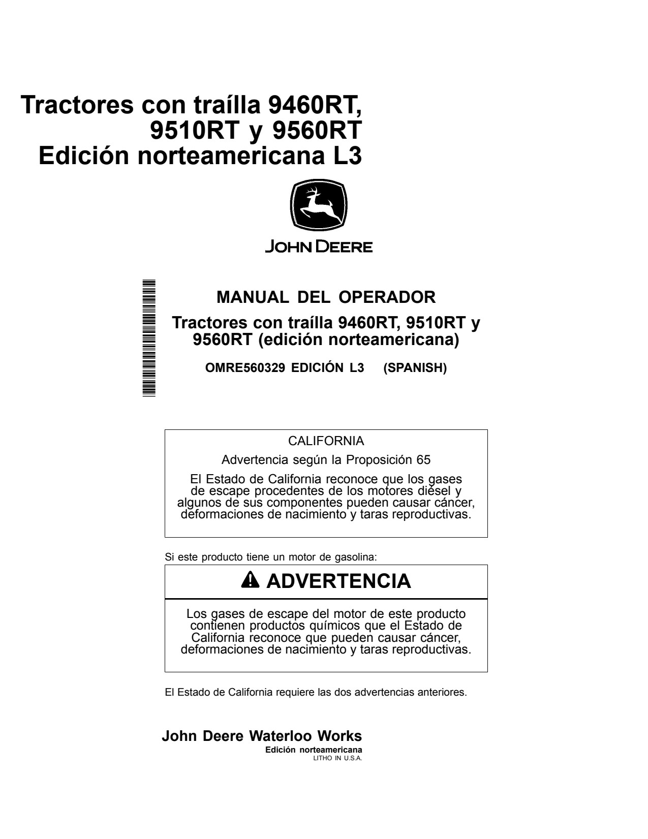 John Deere 9460RT 9510RT 9560RT Scraper Tractor Operator Manual OMRE560329 ES 1 John Deere 9460RT 9510RT 9560RT Scraper Tractor Operator Manual OMRE560329 ES