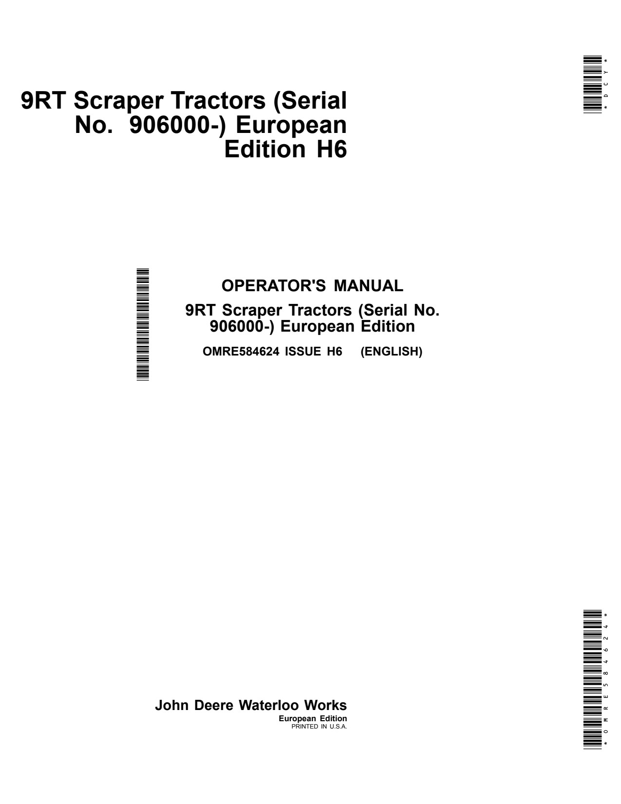 John Deere 9470RT 9520RT 9570RT 9RT Scraper Tractor Operator Manual OMRE584624 1 John Deere 9470RT 9520RT 9570RT 9RT Scraper Tractor Operator Manual OMRE584624