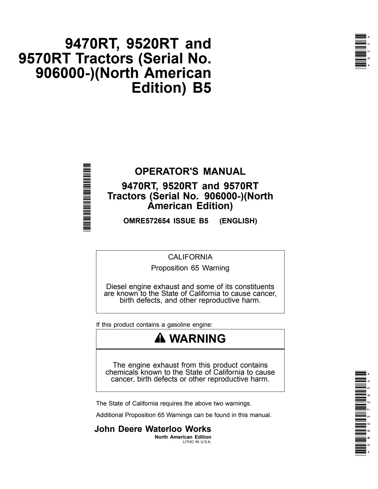 John Deere 9470RT 9520RT 9570RT Scraper Tractor Operator Manual OMRE572654 1 John Deere 9470RT 9520RT 9570RT Scraper Tractor Operator Manual OMRE572654