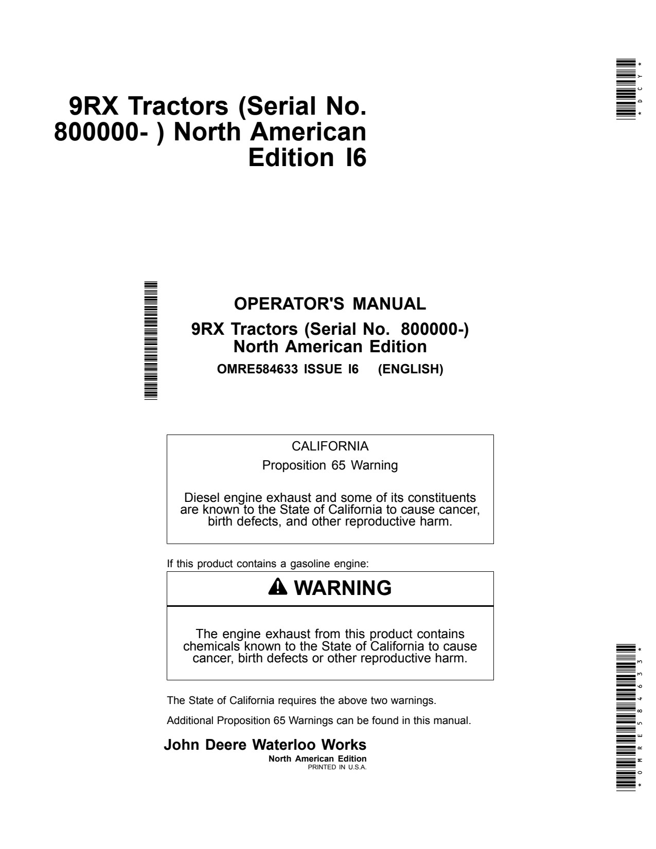John Deere 9470RX 9520RX 9570RX 9620RX 9RX Scraper Tractor Operator Manual OMRE584633 1 John Deere 9470RX 9520RX 9570RX 9620RX 9RX Scraper Tractor Operator Manual OMRE584633
