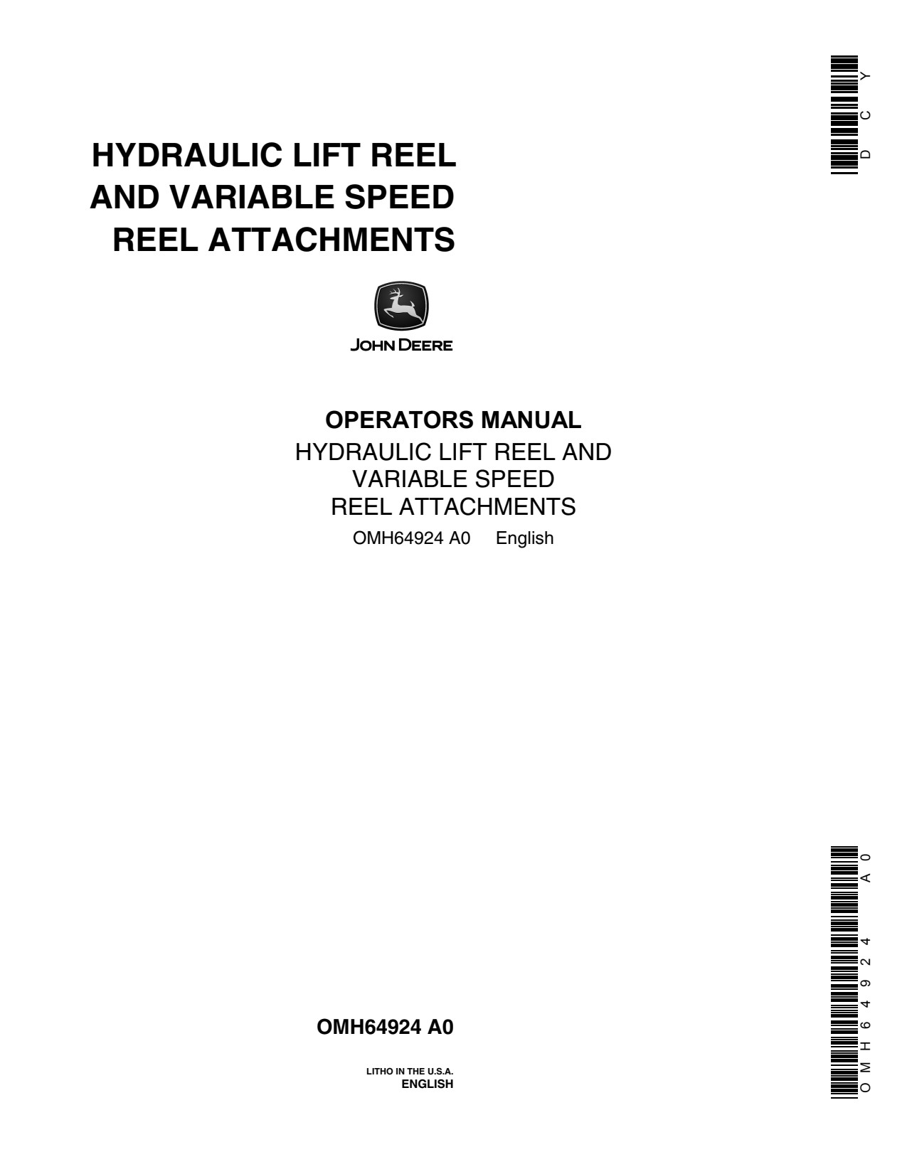 John Deere 95 105 55 Speed Reel Attachment Operator Manual OMH64924 1 John Deere 95 105 55 Speed Reel Attachment Operator Manual OMH64924