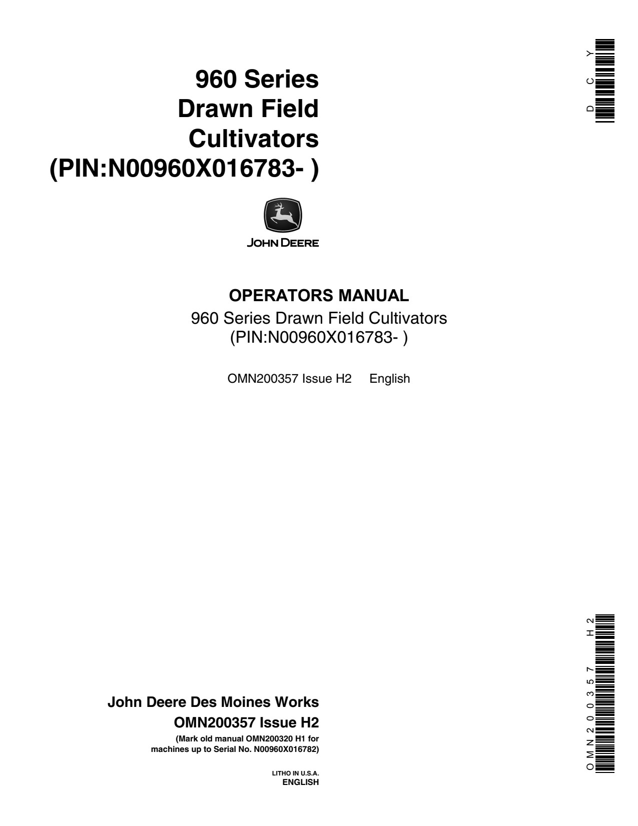 John Deere 960 Drawn Field Cultivator Operator Manual OMN200357 1 John Deere 960 Drawn Field Cultivator Operator Manual OMN200357