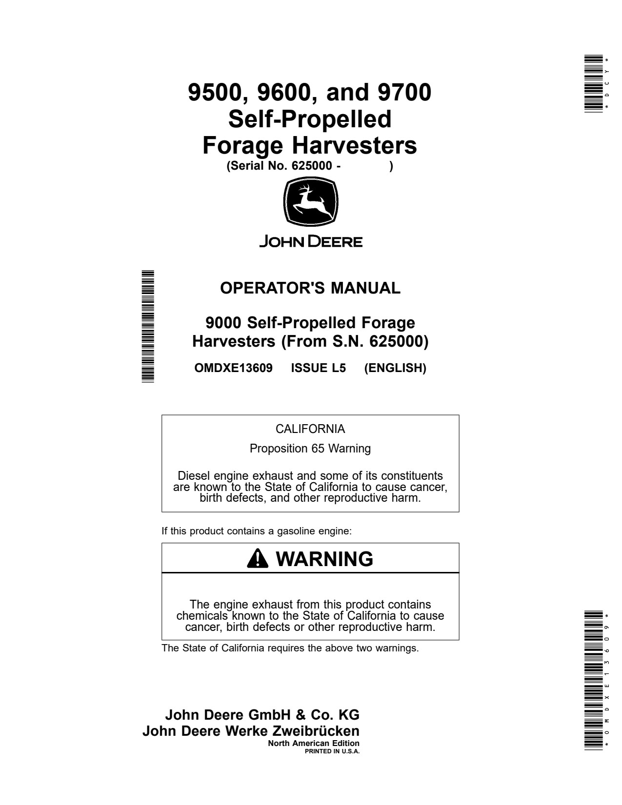 John Deere 9700 9500 9600 Self-propelled Forage Harvester Operator Manual OMDXE13609 1 John Deere 9700 9500 9600 Self-propelled Forage Harvester Operator Manual OMDXE13609