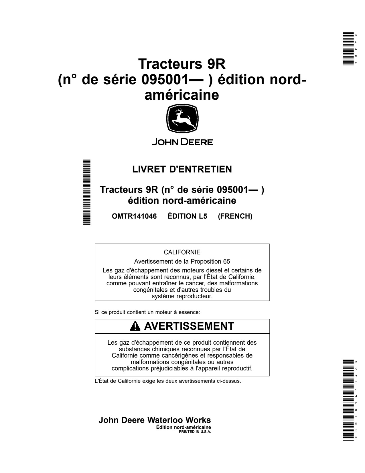 John Deere 9R 390 to 640 Scraper Tractor Operator Manual OMTR141046 FR 1 John Deere 9R 390 to 640 Scraper Tractor Operator Manual OMTR141046 FR