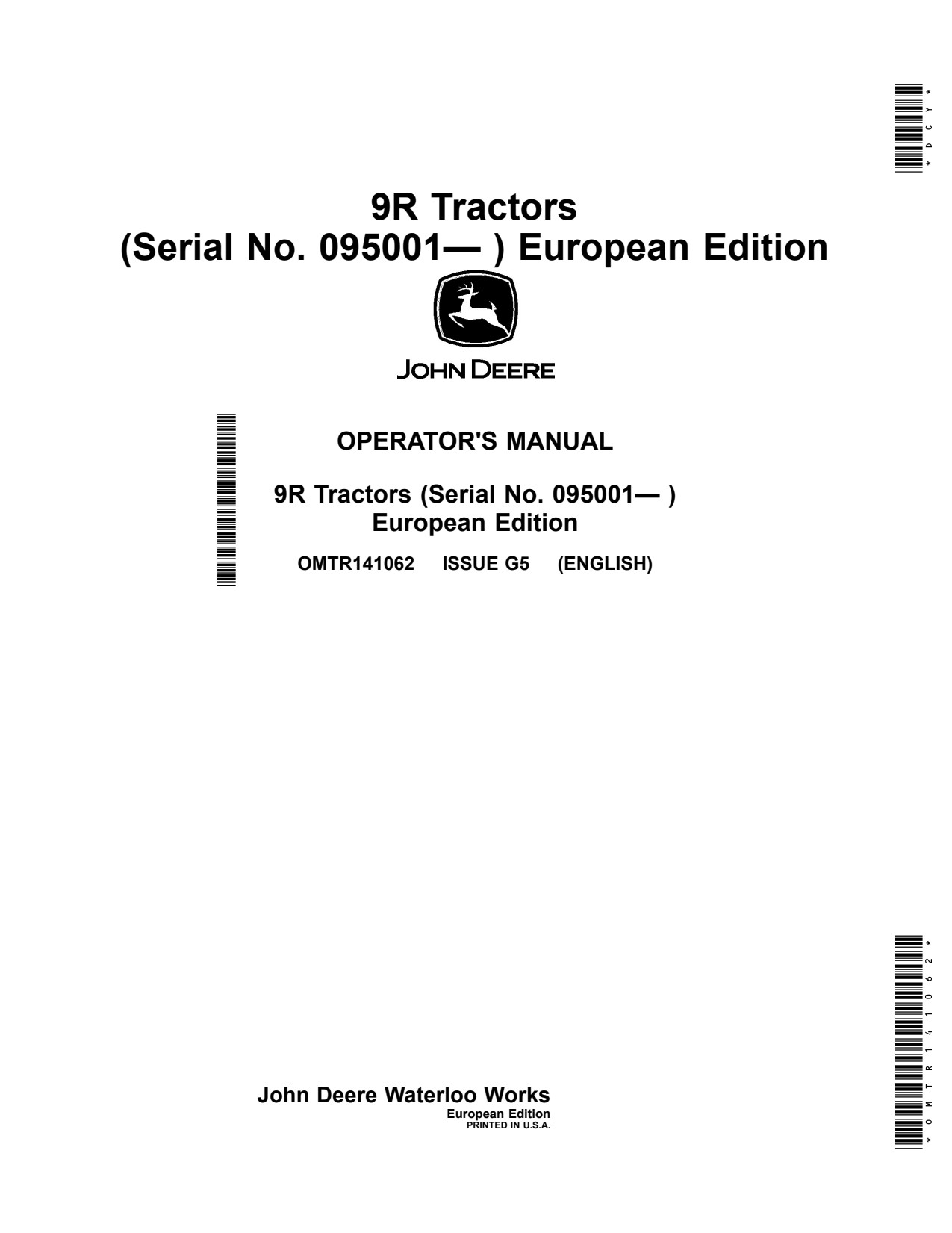 John Deere 9R 390 to 640 Scraper Tractor Operator Manual OMTR141062 1 John Deere 9R 390 to 640 Scraper Tractor Operator Manual OMTR141062
