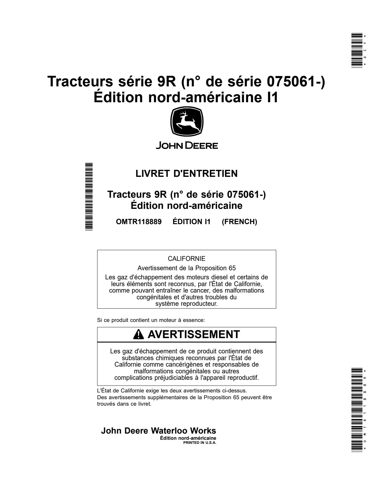 John Deere 9R 490 Scraper 540 590 390 640 440 Tractor Operator Manual OMTR118889 FR 1 John Deere 9R 490 Scraper 540 590 390 640 440 Tractor Operator Manual OMTR118889 FR