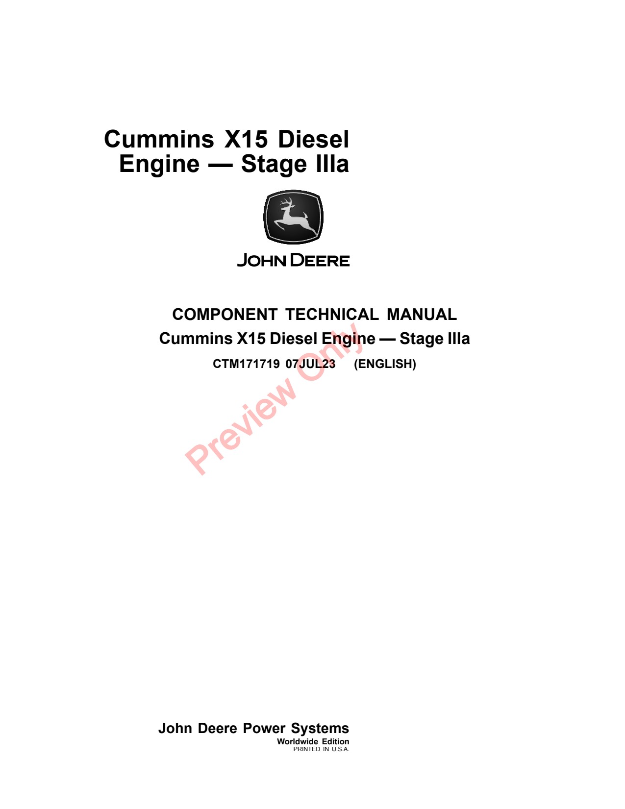 John Deere 9R 640 Scraper QSX15 9RX X15 Diesel Engine Component Technical Manual CTM171719 1 John Deere 9R 640 Scraper QSX15 9RX X15 Diesel Engine Component Technical Manual CTM171719