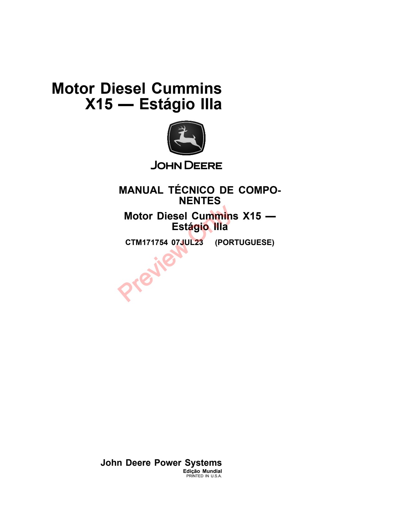John Deere 9R 640 Scraper QSX15 9RX X15 Diesel Engine Component Technical Manual CTM171754 PT 1 John Deere 9R 640 Scraper QSX15 9RX X15 Diesel Engine Component Technical Manual CTM171754 PT