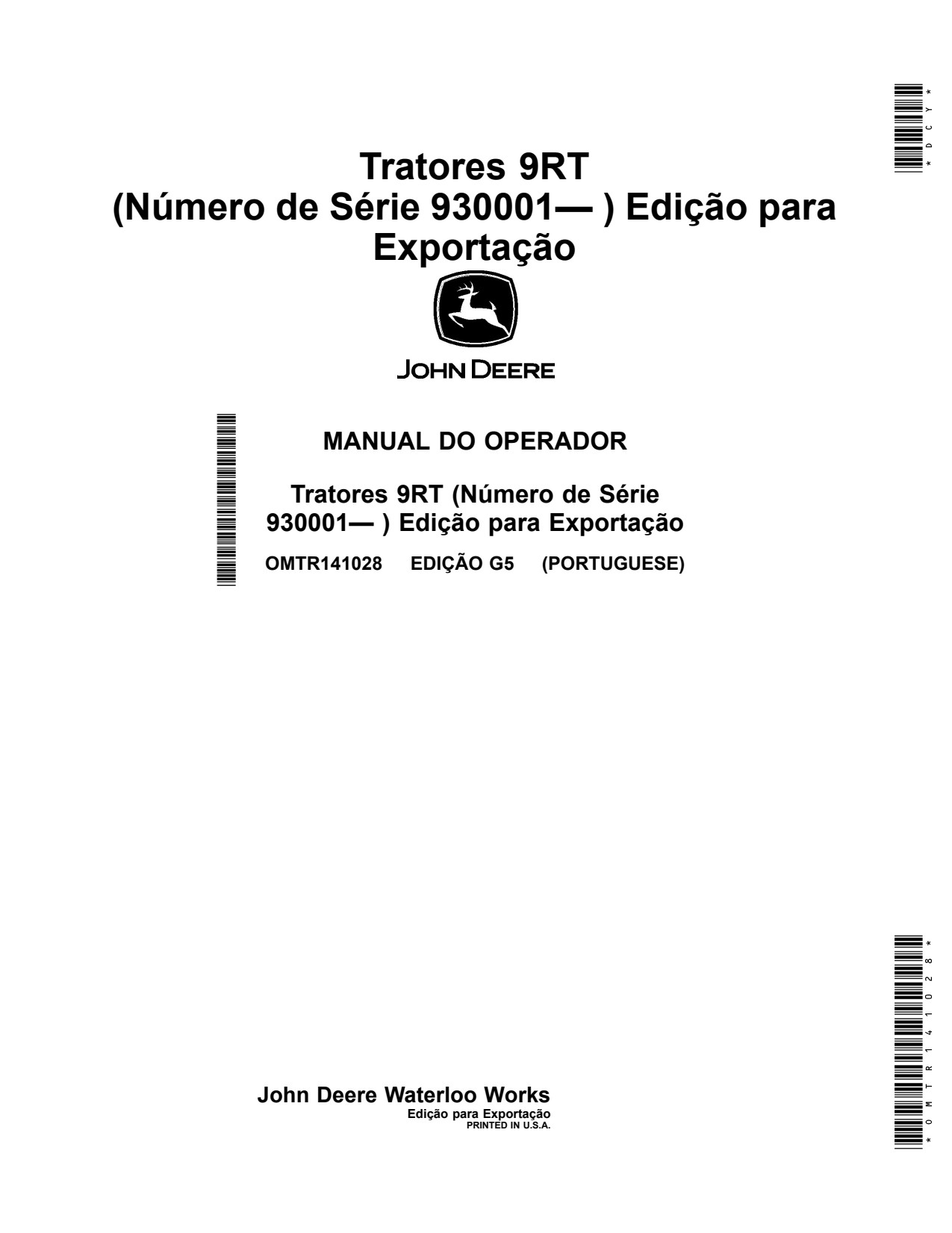 John Deere 9RT 490 to 590 Scraper Tractor Operator Manual OMTR141028 PT 1 John Deere 9RT 490 to 590 Scraper Tractor Operator Manual OMTR141028 PT