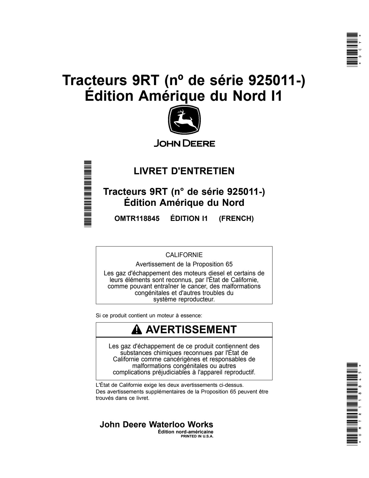 John Deere 9RT 520 Scraper 570 470 Tractor Operator Manual OMTR118845 FR 1 John Deere 9RT 520 Scraper 570 470 Tractor Operator Manual OMTR118845 FR
