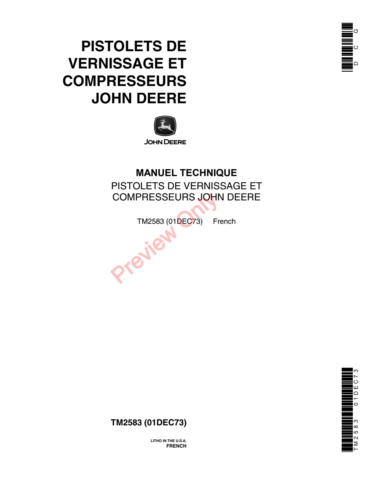 John Deere A100 A200 A33 175 AIR Compressor Paint Sprayer Technical Manual TM2583 FR 1 John Deere A100 A200 A33 175 AIR Compressor Paint Sprayer Technical Manual TM2583 FR