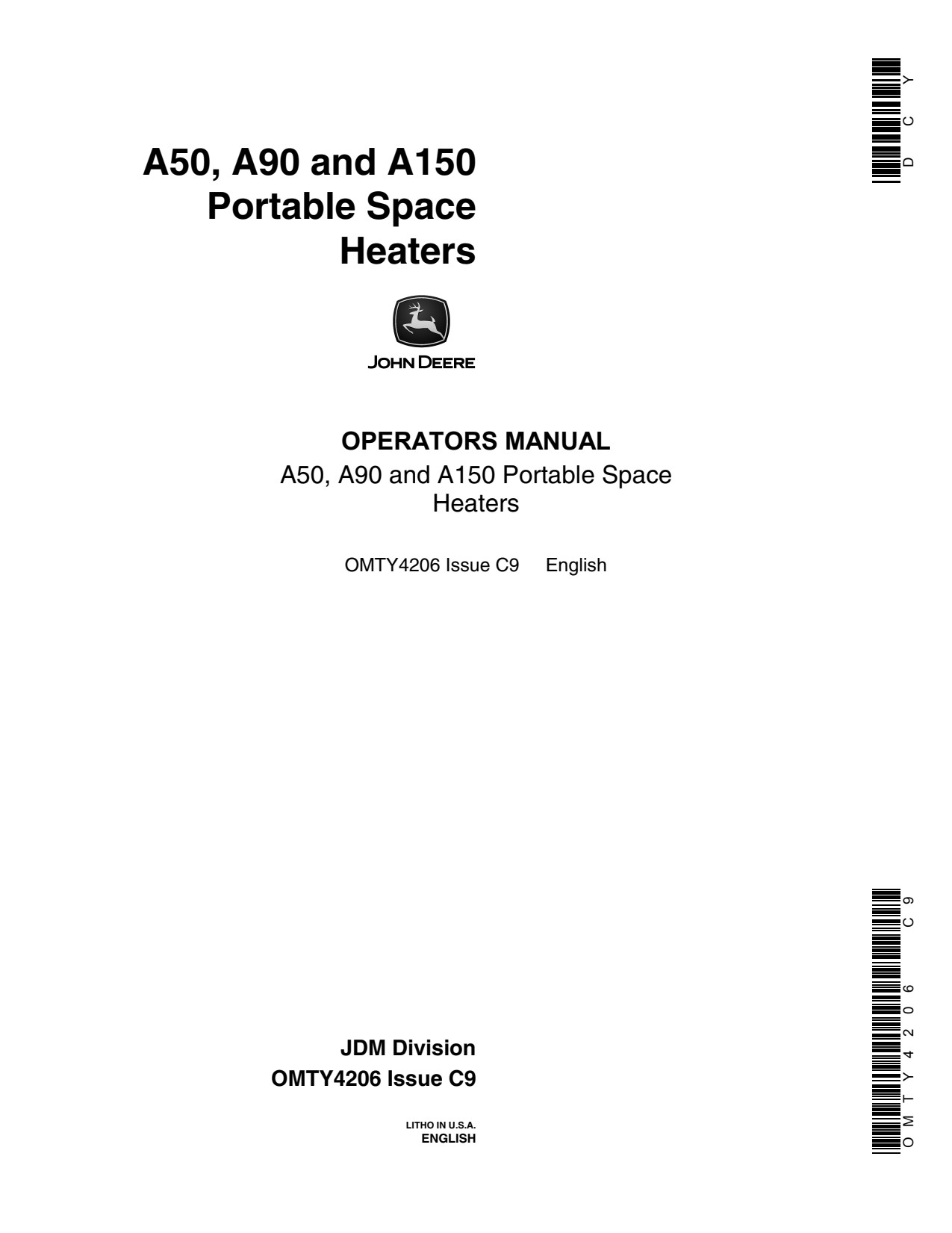 John Deere A150 A50 A90 TY8500 Portable Space Heater Operator Manual OMTY4206 1 John Deere A150 A50 A90 TY8500 Portable Space Heater Operator Manual OMTY4206