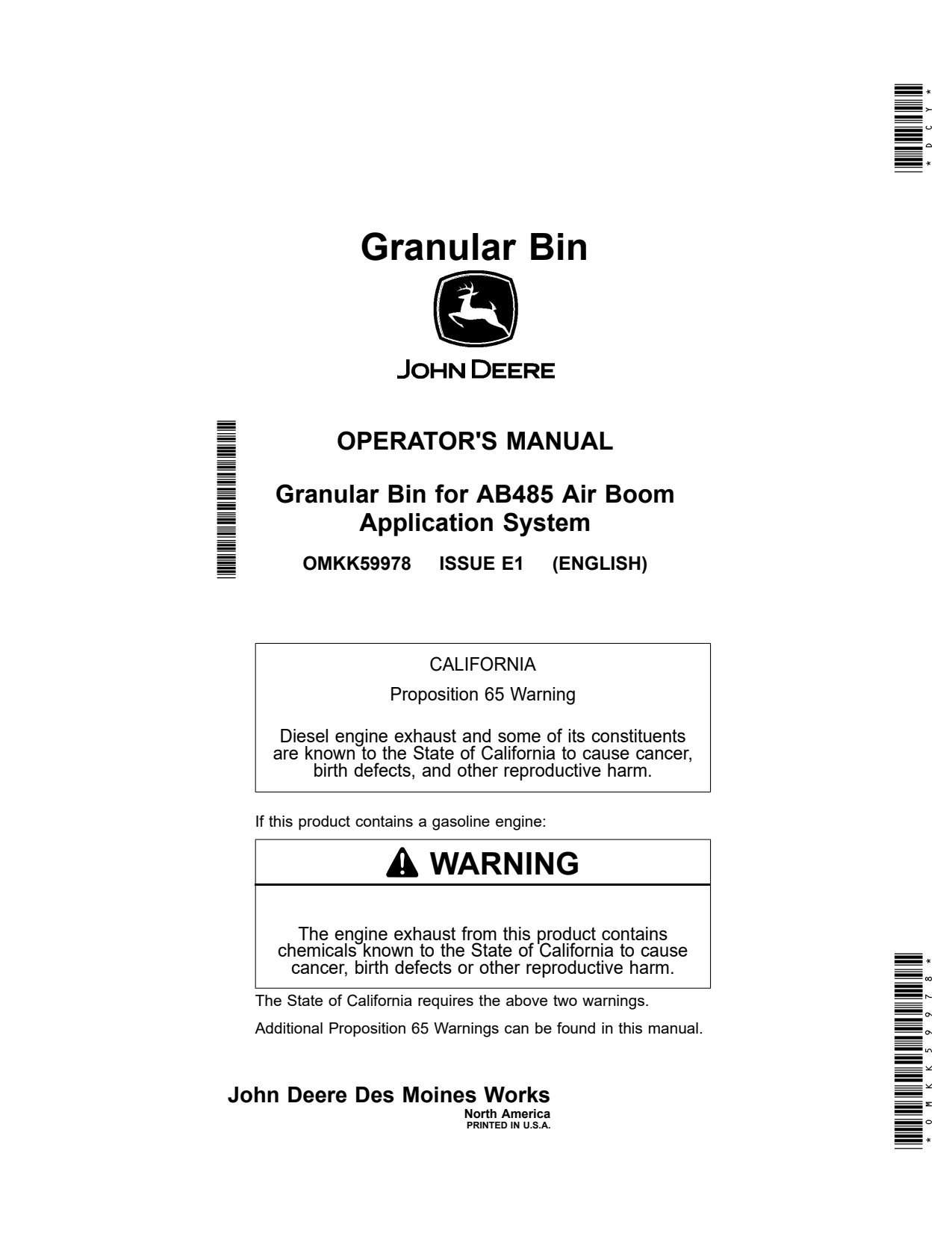 John Deere AB485 F4365 Air Boom Fertilizer Applicator Operator Manual OMKK59978 1 John Deere AB485 F4365 Air Boom Fertilizer Applicator Operator Manual OMKK59978