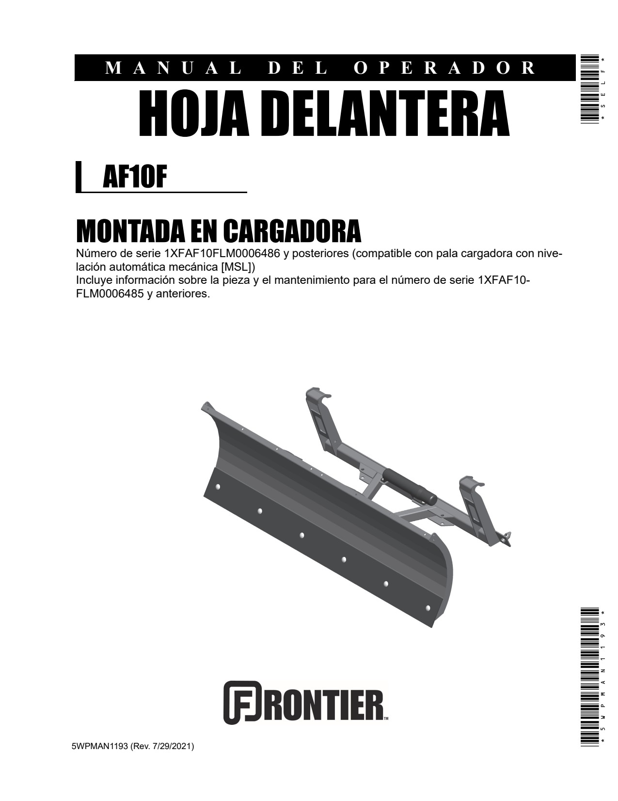 John Deere AF10F Attachment Operator Manual 5WPMAN1193 ES 1 John Deere AF10F Attachment Operator Manual 5WPMAN1193 ES
