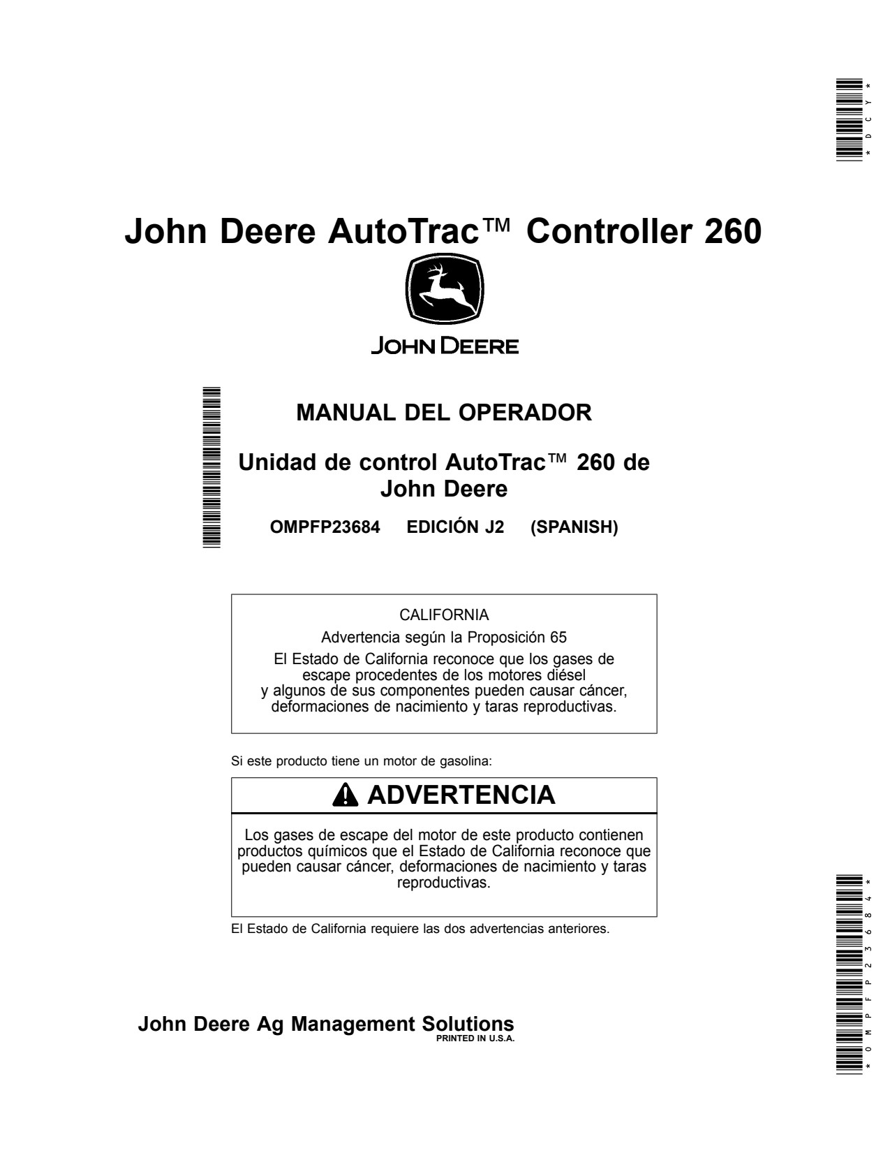 John Deere AMS AT Controller 260 Precision Ag Electronics Operator Manual OMPFP23684 ES 1 John Deere AMS AT Controller 260 Precision Ag Electronics Operator Manual OMPFP23684 ES