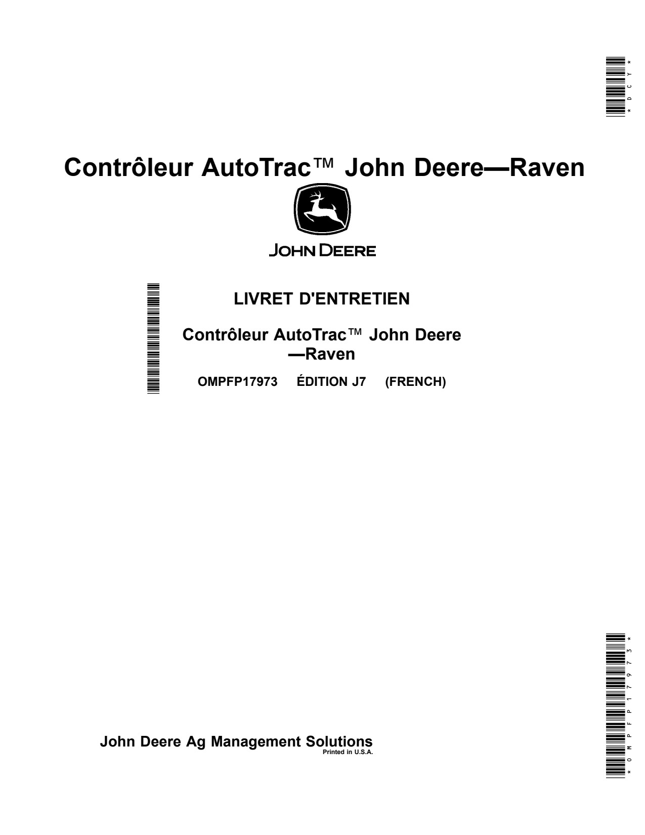 John Deere AMS Auto Track Controller Precision Ag Electronics Operator Manual OMPFP17973 FR 1 John Deere AMS Auto Track Controller Precision Ag Electronics Operator Manual OMPFP17973 FR
