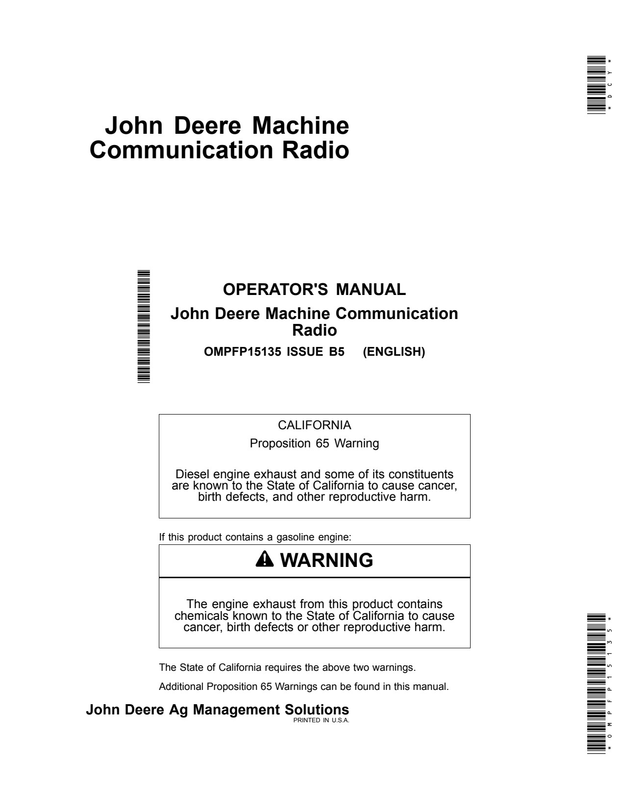 John Deere AMS GS3 MCR Machine Communication Radio MTG Precision Ag Electronics Operator Manual OMPFP15135 1 John Deere AMS GS3 MCR Machine Communication Radio MTG Precision Ag Electronics Operator Manual OMPFP15135